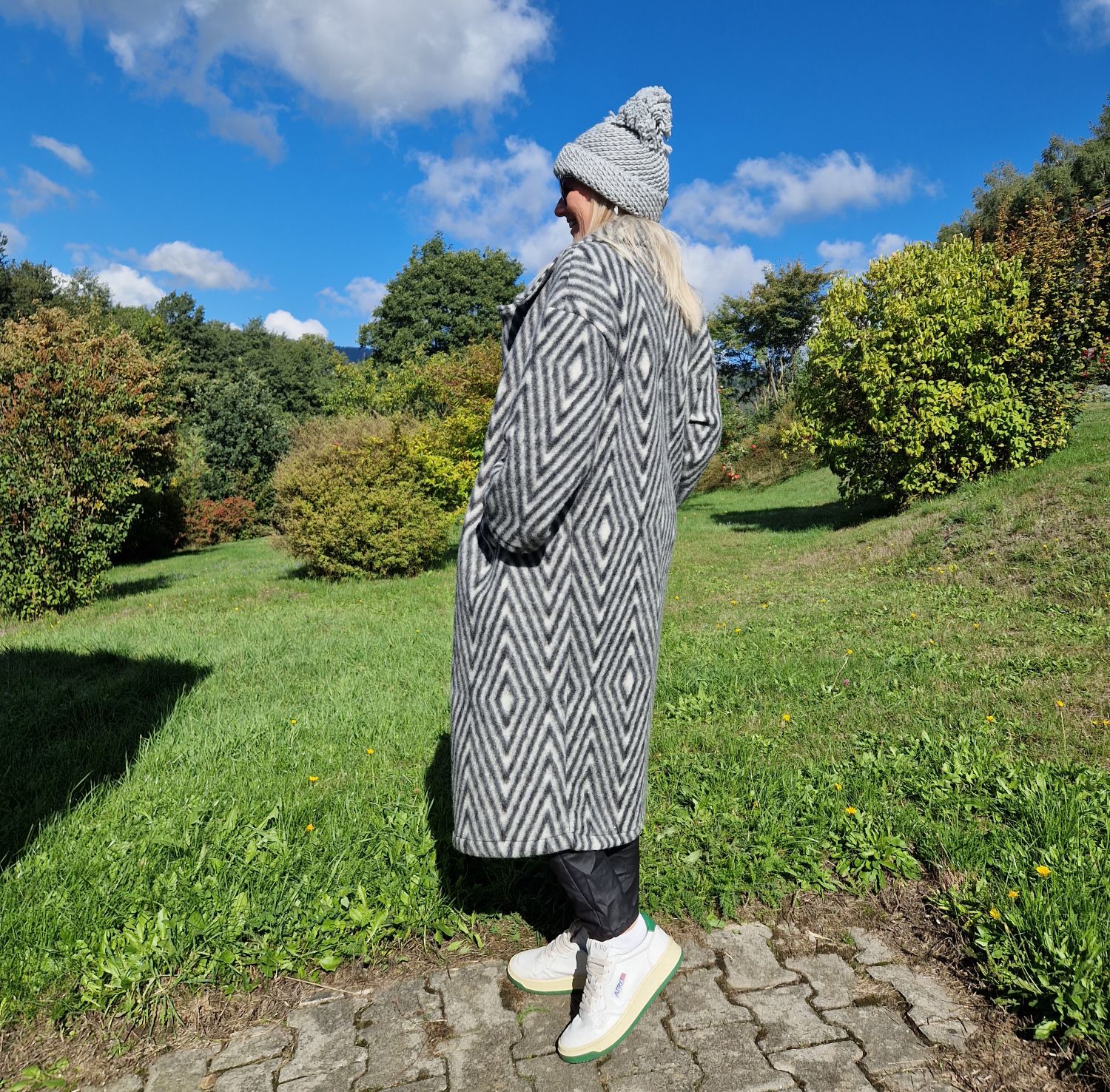 WOLL MANTEL MERLE STRIPES GRAU 36-42 Made in Italy Winter Jacke Fleece Mantel COAT WOLL MANTEL MERLE STRIPES GRAU 36-42 Made in Italy Winter Jacke Fleece Mantel COAT