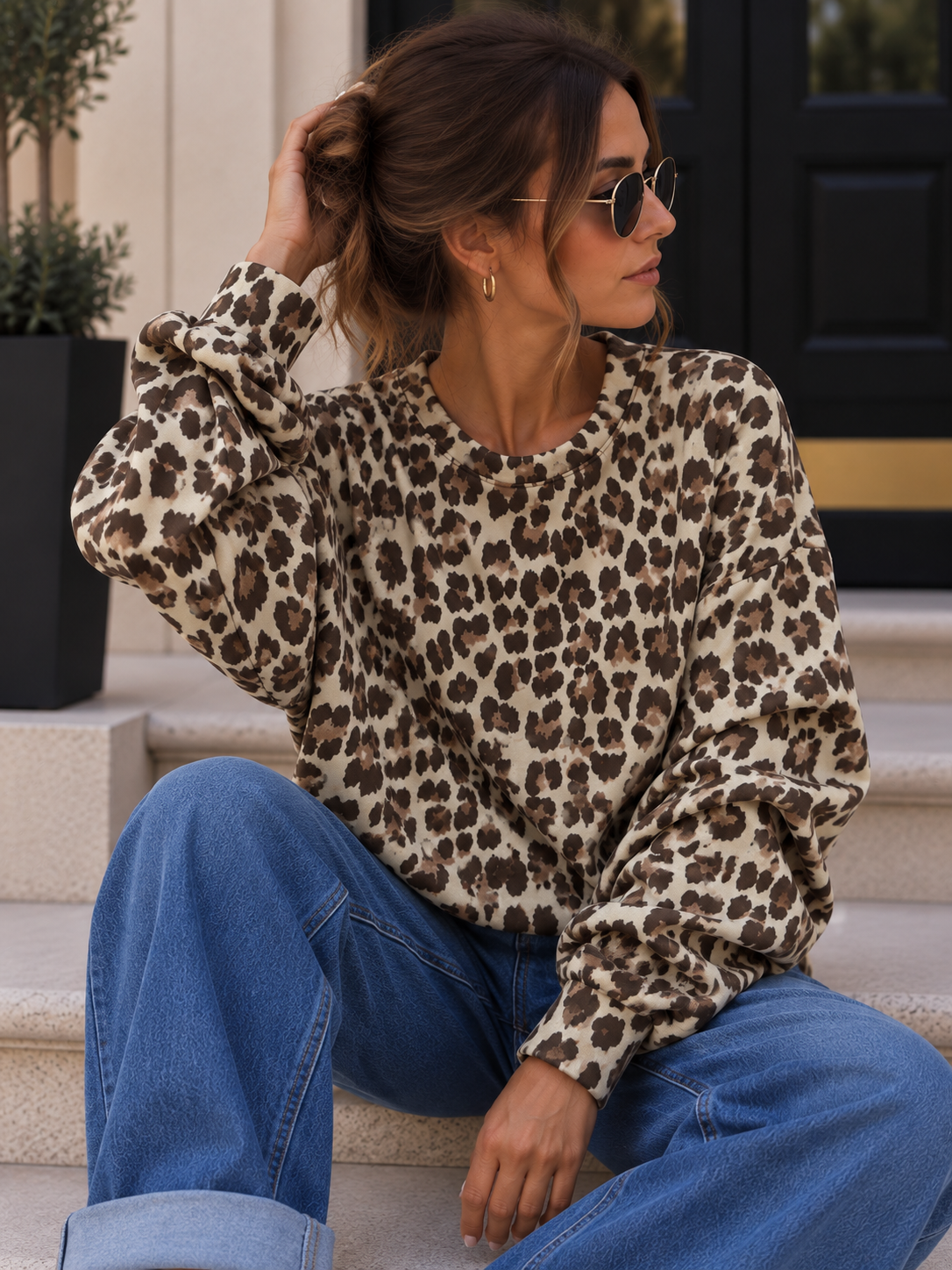 Sweater Butterstoff Leo mit Crinkle Ärmel I SW0073 I Made in Italy 34-42