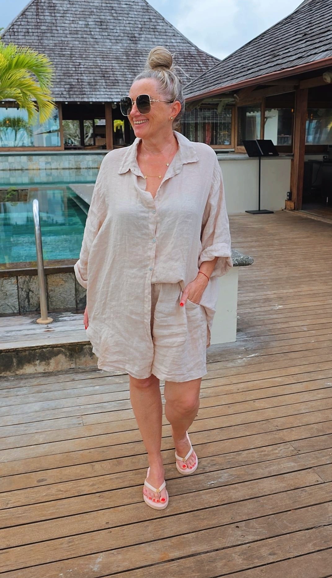 LINEN BLOUSE CRISTINA UNI Made in Italy 34-46/48 Leinen Bluse