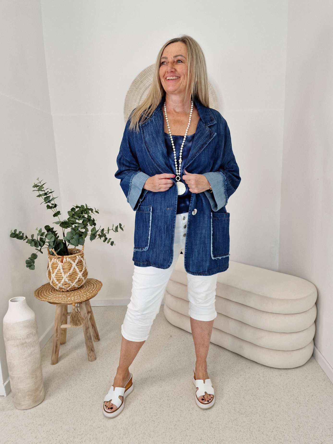 JEANS BLAZER TIMO DARK BLUE 34-42 Made in Italy Oversize Anzug Jacke JEANS BLAZER TIMO DARK BLUE 34-42 Made in Italy Oversize Anzug Jacke