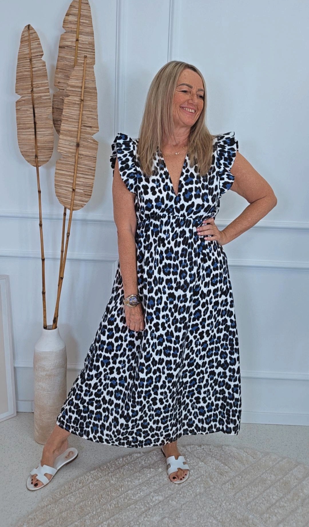 MUSSELIN LEO KLEID ZOE 34 - 42 Made in Italy ärmellos Rüsche