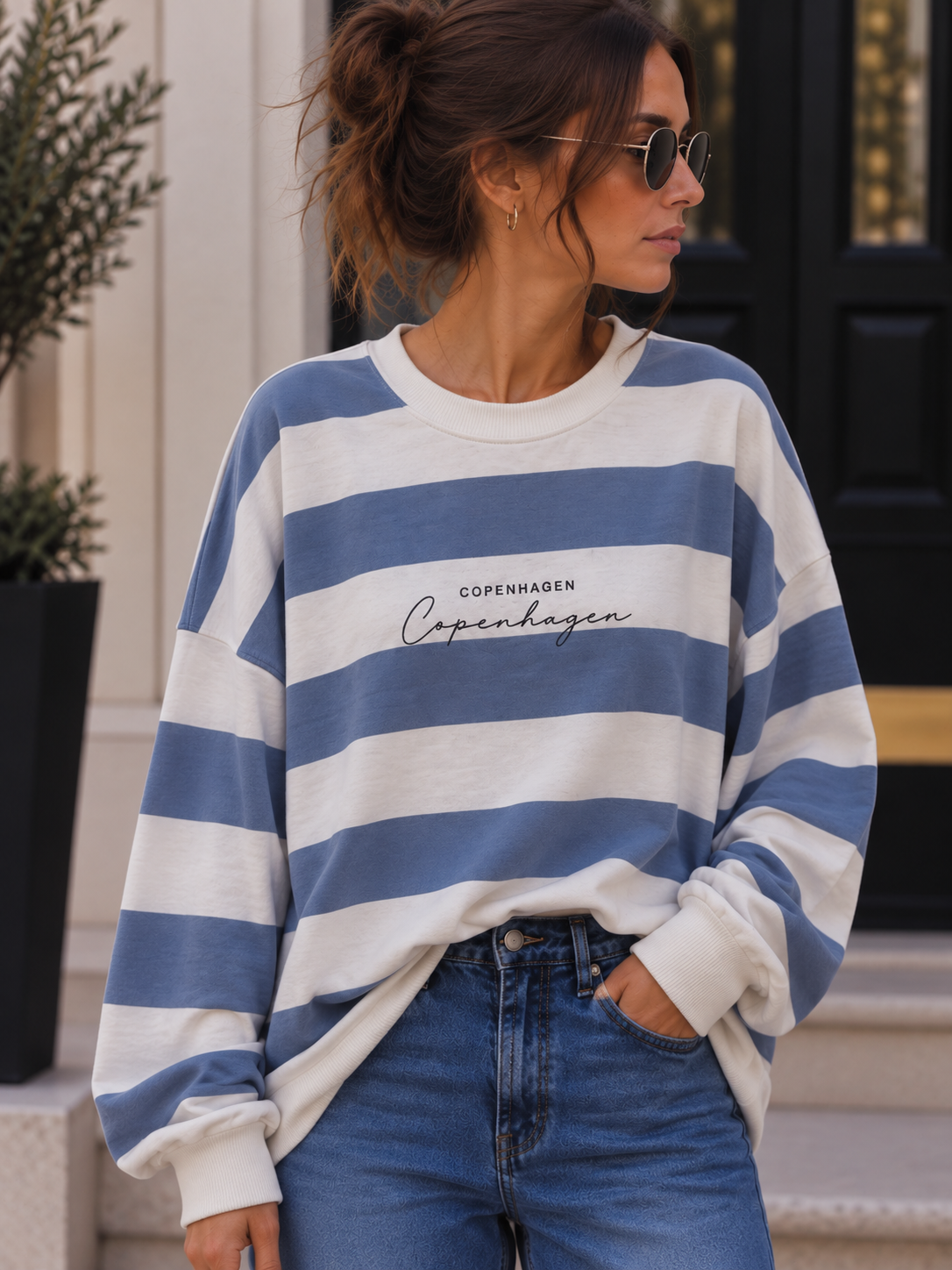 Sweatshirt Copenhagen Blockstreifen I NO. SW0072 I lässiger Oversize-Look I Made in Italy 34-42/44