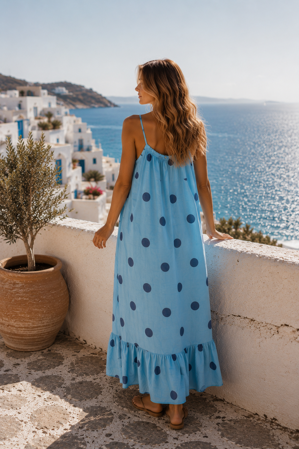 Dots Kleid Isla Spaghettiträger Made in Italy 34-42