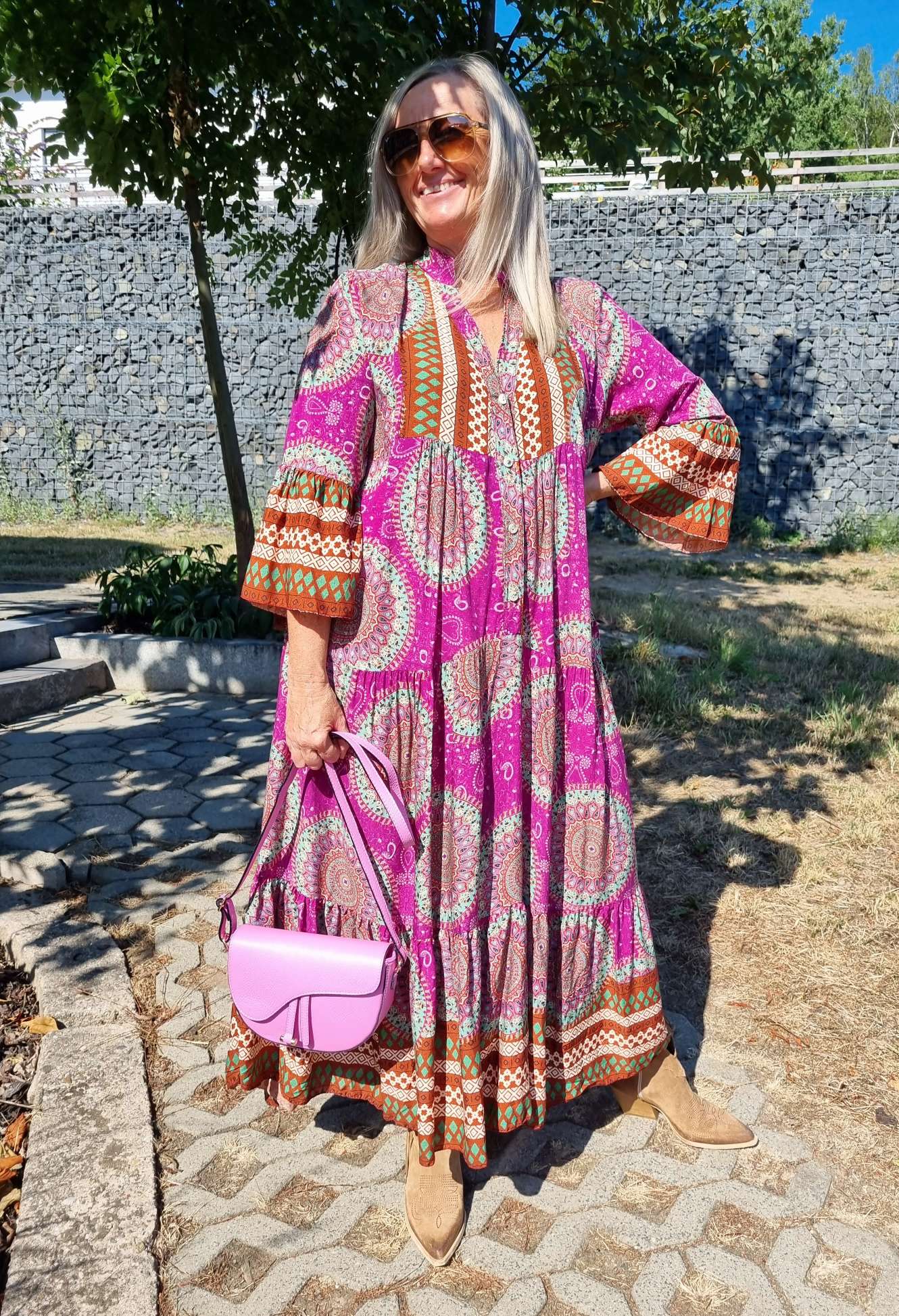 MAXI TUNIKA DRESS MICAELA PINK 34-42 Made in Italy langes Kleid Hängerchen Tunikakleid MAXI TUNIKA DRESS MICAELA PINK 34-42 Made in Italy langes Kleid Hängerchen Tunikakleid