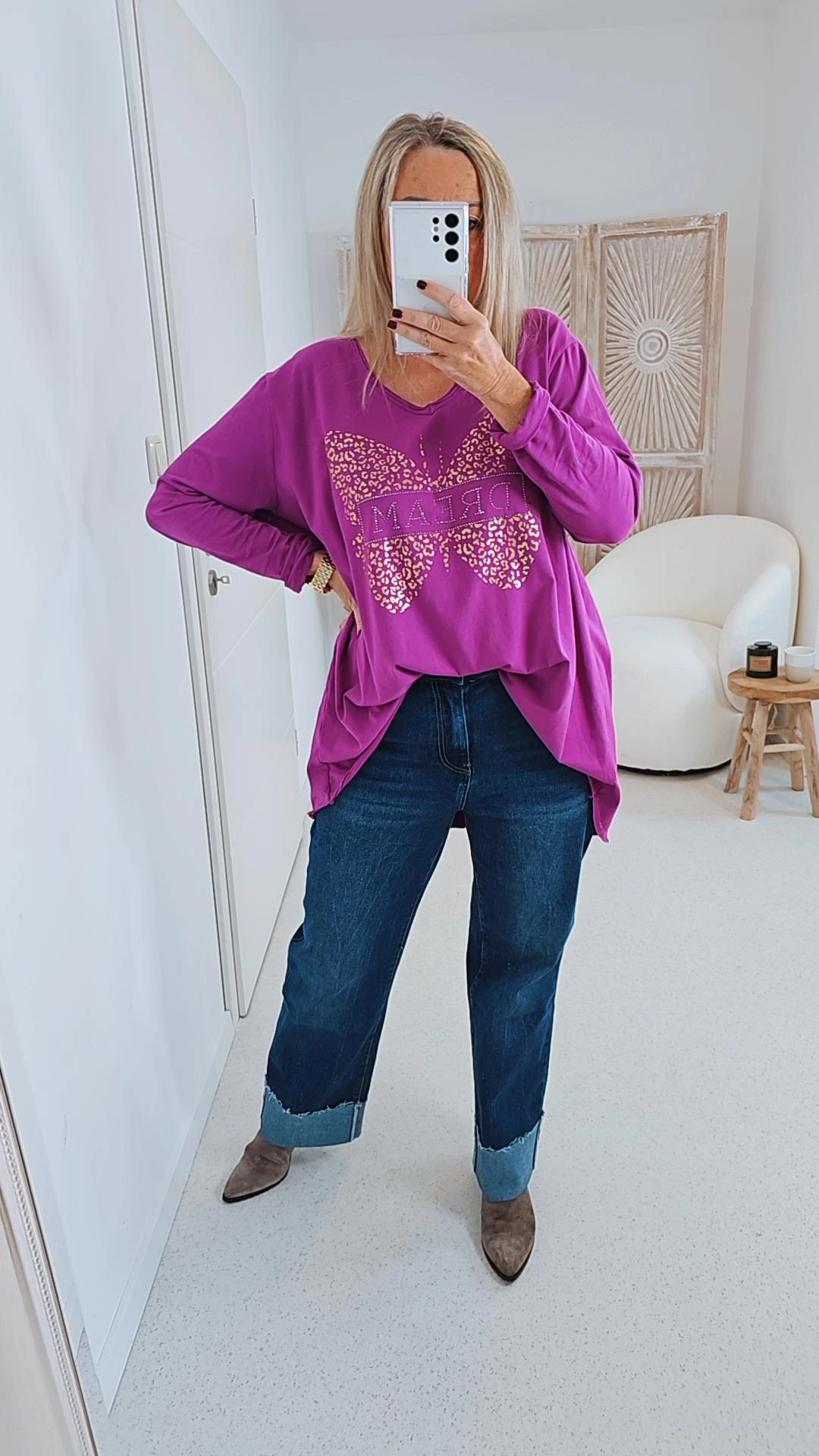OVERSIZE BASIC SHIRT BUTTERFLY 34 -42 Made in Italy Vokuhila 