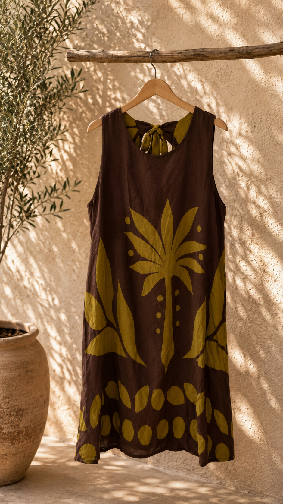 Viskosekleid Fiorina mit botanischem Print & Bindeschleife am Rücken – Made in Italy –  passend bis Größe 42