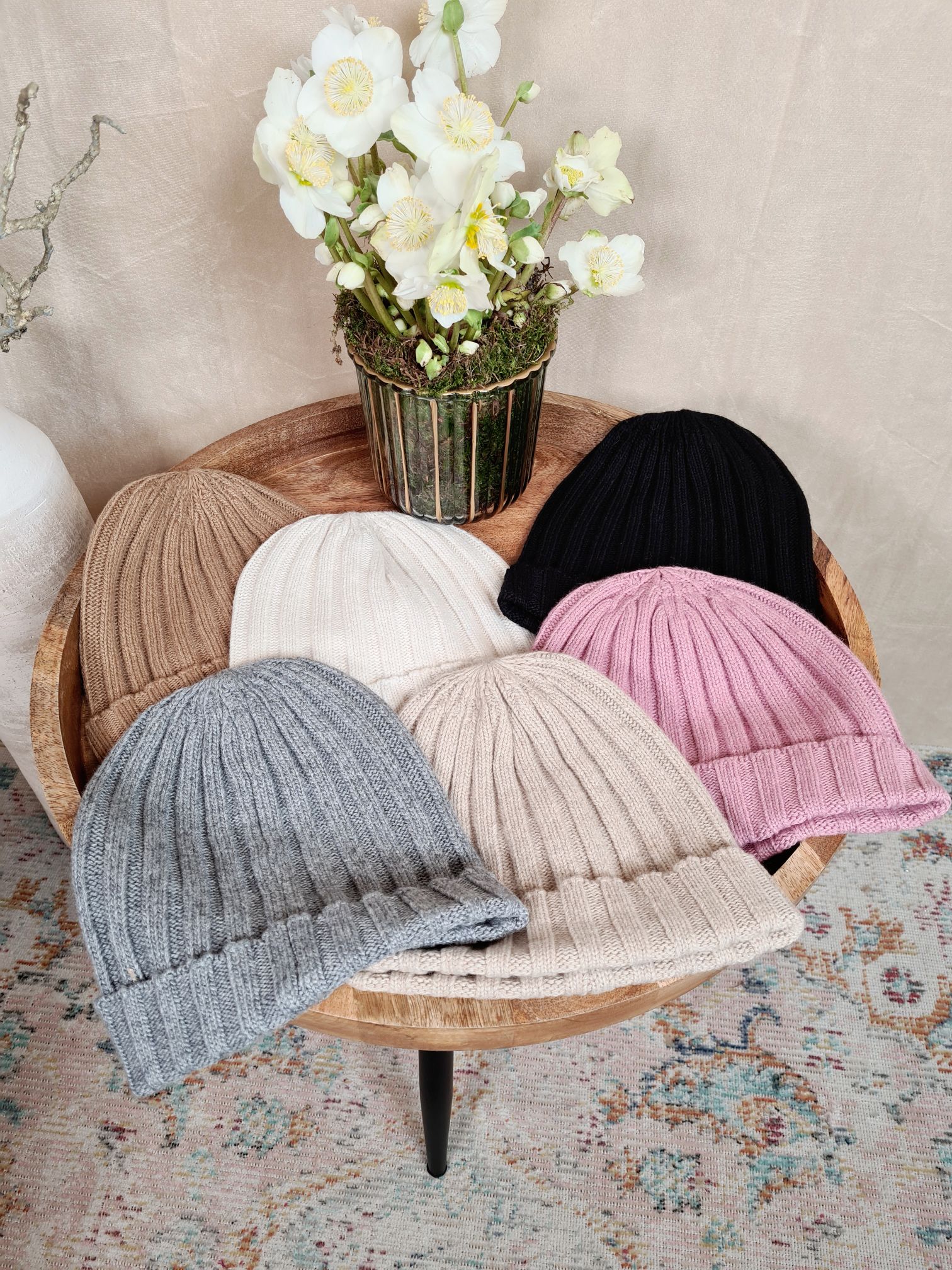 BASIC BEANIE ALASKA GRAU Wintermütze Made in Italy Ripp Strick Mütze verschiedene Farben