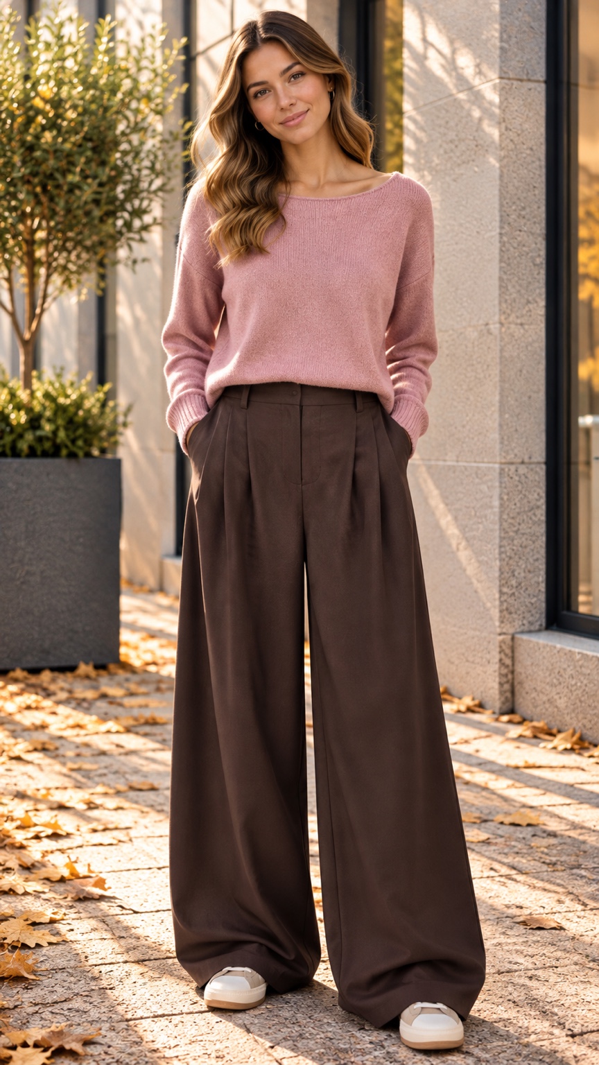 Hose Wide-Leg Butterweich mit Bundfalten HO0020 I Made in Italy 34-42/44