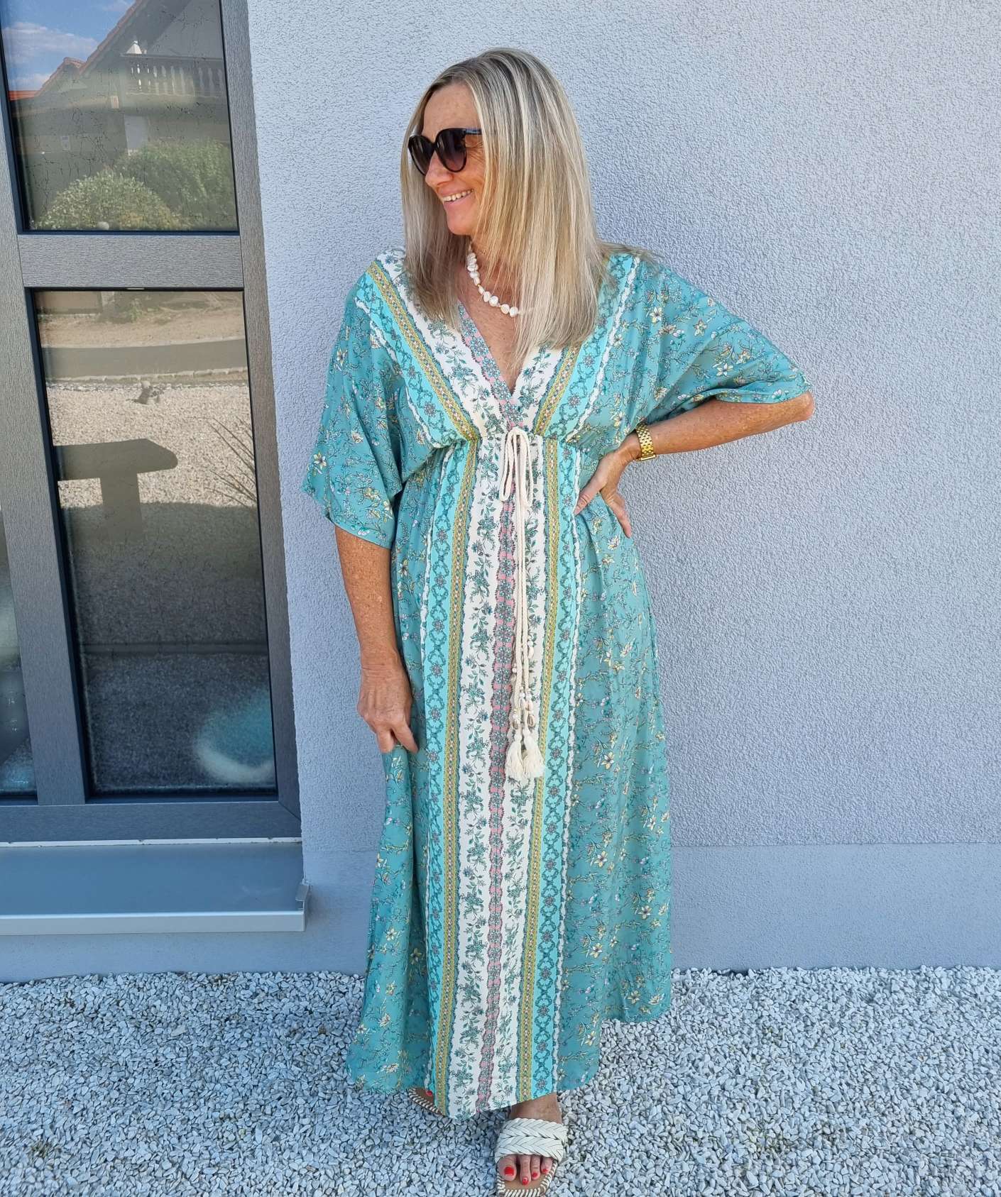 FLORAL MAXI DRESS VIVI MINT GRÜN 34-42 Made in Italy langes Sommer Kleid FLOWERS Blumen Boho FLORAL MAXI DRESS VIVI MINT GRÜN 34-42 Made in Italy langes Sommer Kleid FLOWERS Blumen Boho