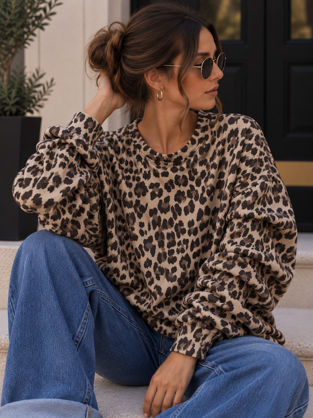 Sweater Butterstoff Leo mit Crinkle Ärmel I SW0073 I Made in Italy 34-42