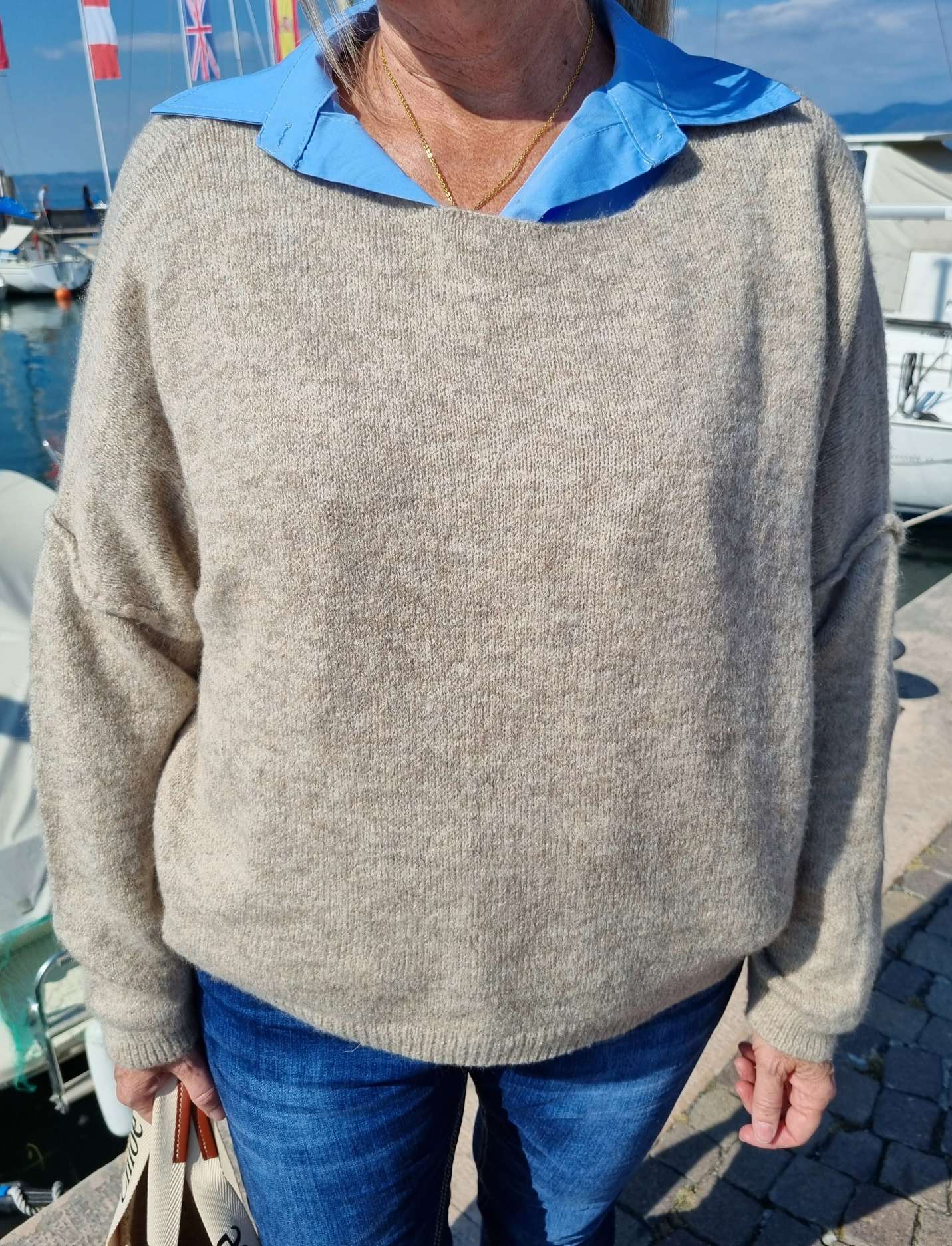 KNIT SWEATER LORENA BEIGE Made in Italy 34-42 Strick Pullover KNIT SWEATER LORENA BEIGE Made in Italy 34-42 Strick Pullover
