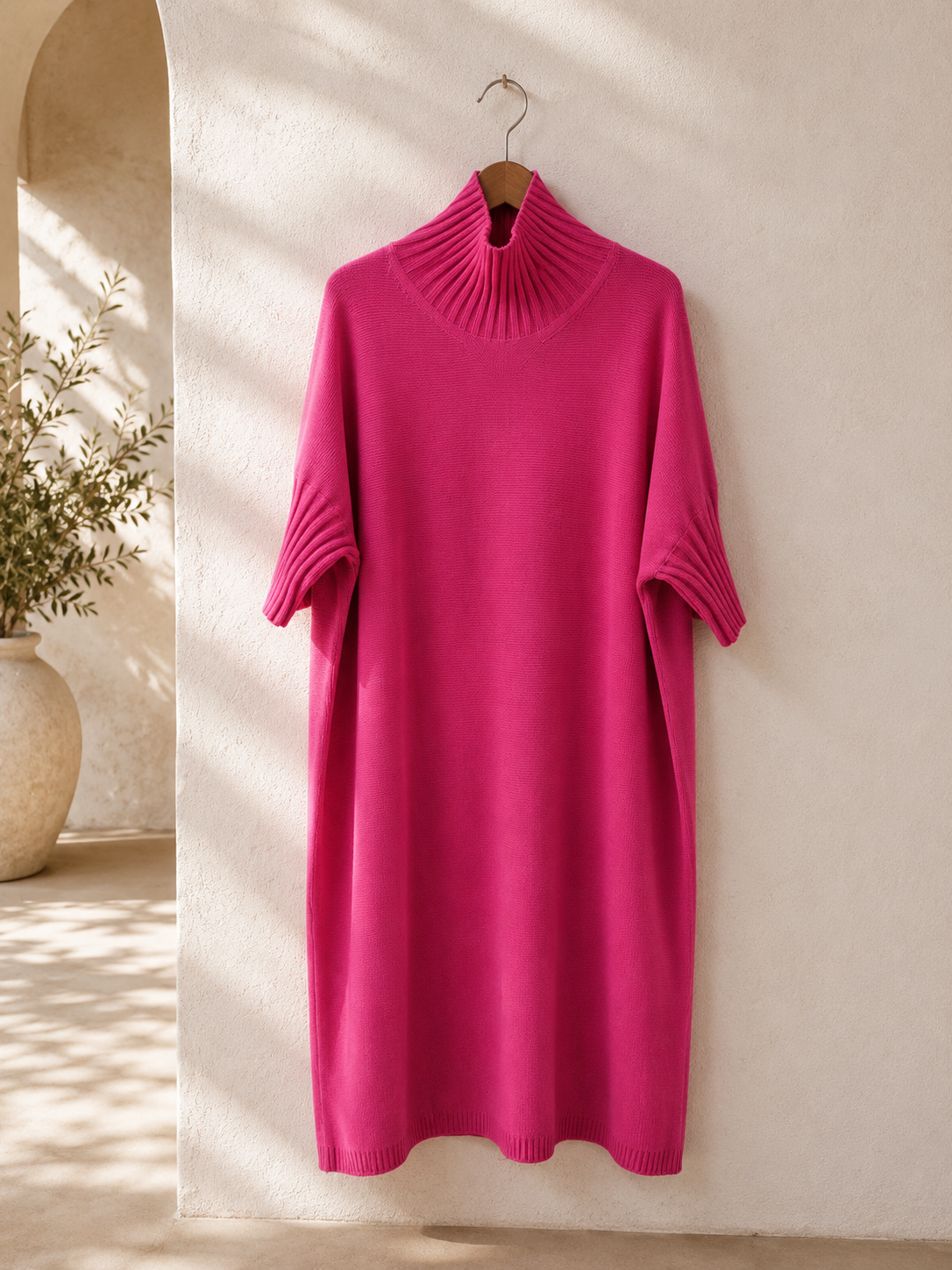 Strickkleid mit Stehkragen Uni I NO.SK0018 I Made in Italy 34-44