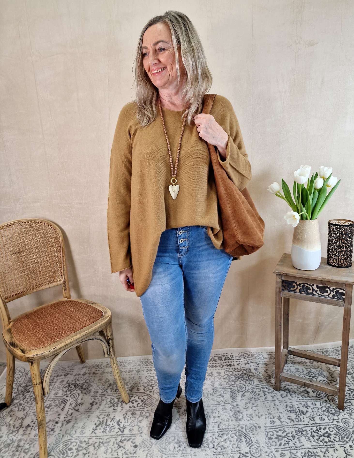 LIGHT KNIT SWEATER MARION CAMEL 34-42/44 Made in Italy Strickpullover Longsleeve LIGHT KNIT SWEATER MARION CAMEL 34-42/44 Made in Italy Strickpullover Longsleeve