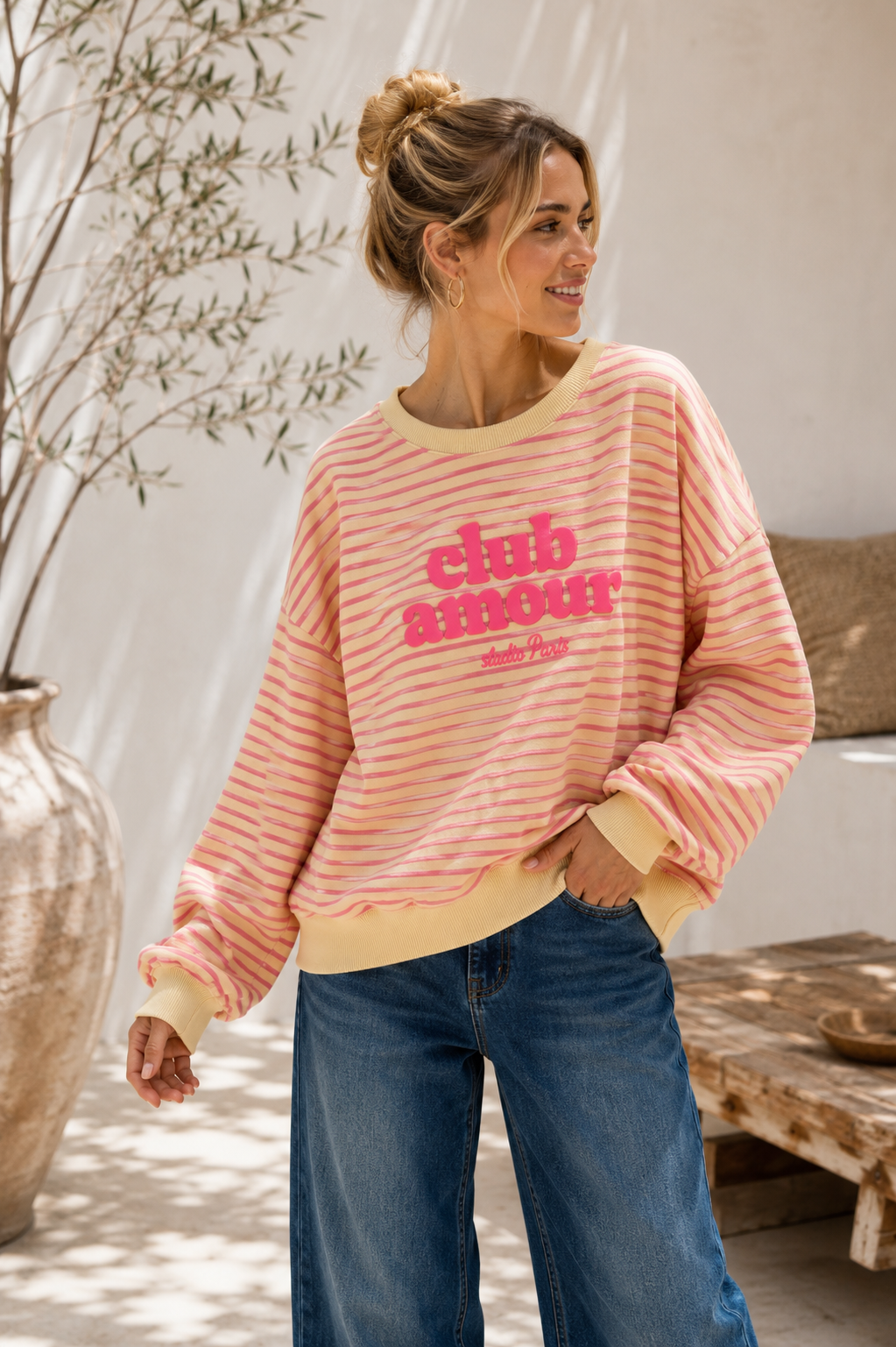 Sweatshirt / Sweater No. SW010 | Streifenlook | Oversize | Made in Italy | passt bis Größe 42/44
