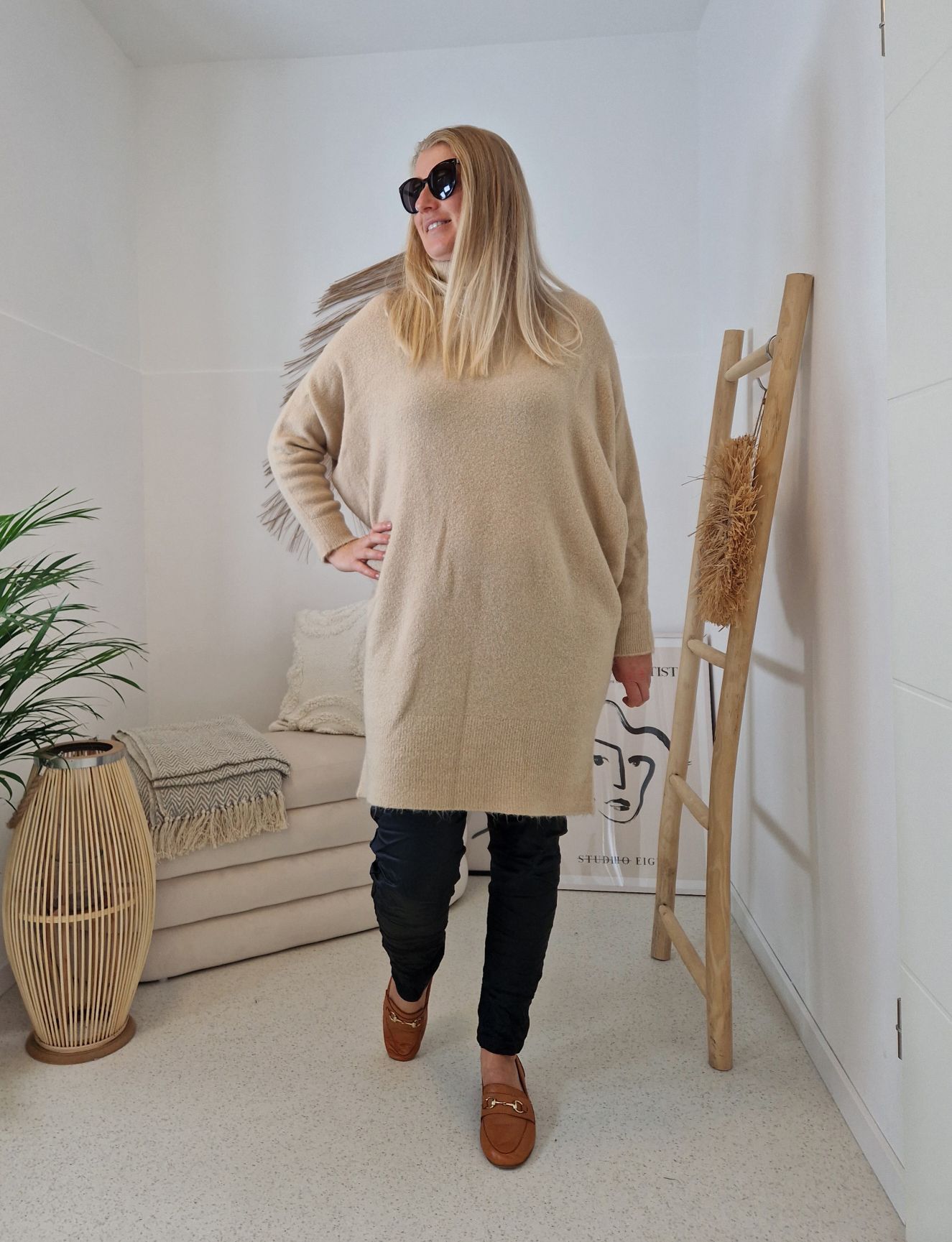 TURTLENECK KNIT DRESS TIZIANA SAND Rollkragen Strickkleid Kleid Pullover 34-42/44 TURTLENECK KNIT DRESS TIZIANA SAND Rollkragen Strickkleid Kleid Pullover 34-42/44