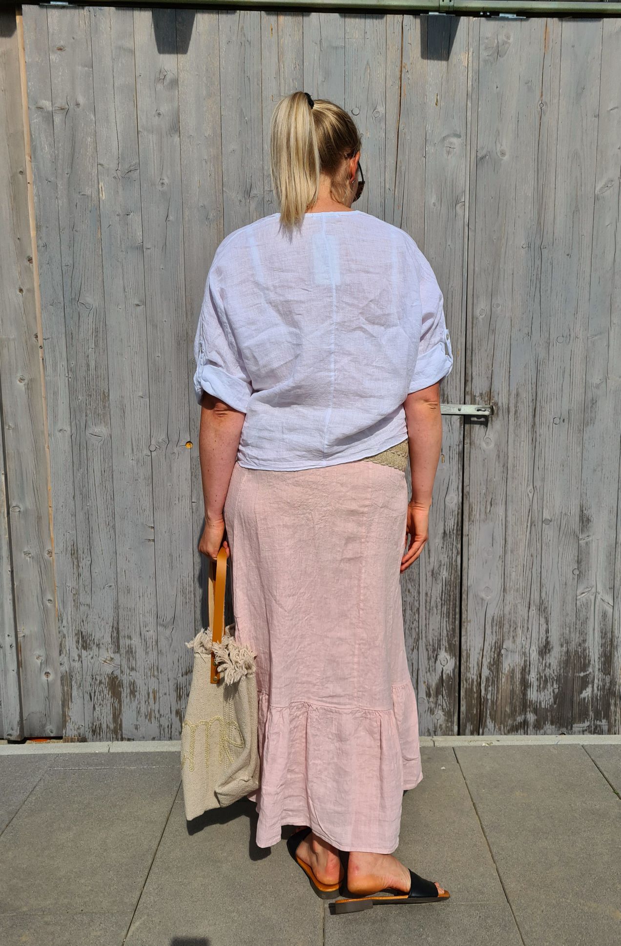 LINEN SKIRT KRISTIN ROSA 34-42 Made in Italy Leinen Midi Rock Bast Details LINEN SKIRT KRISTIN ROSA 34-42 Made in Italy Leinen Midi Rock Bast Details