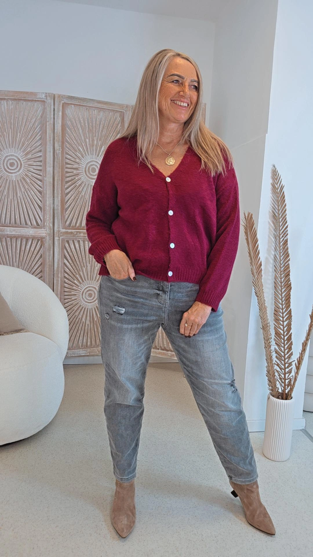 EDLER STRICK CARDIGAN OSLO Alpaka Strickjacke Made in Italy 34-42