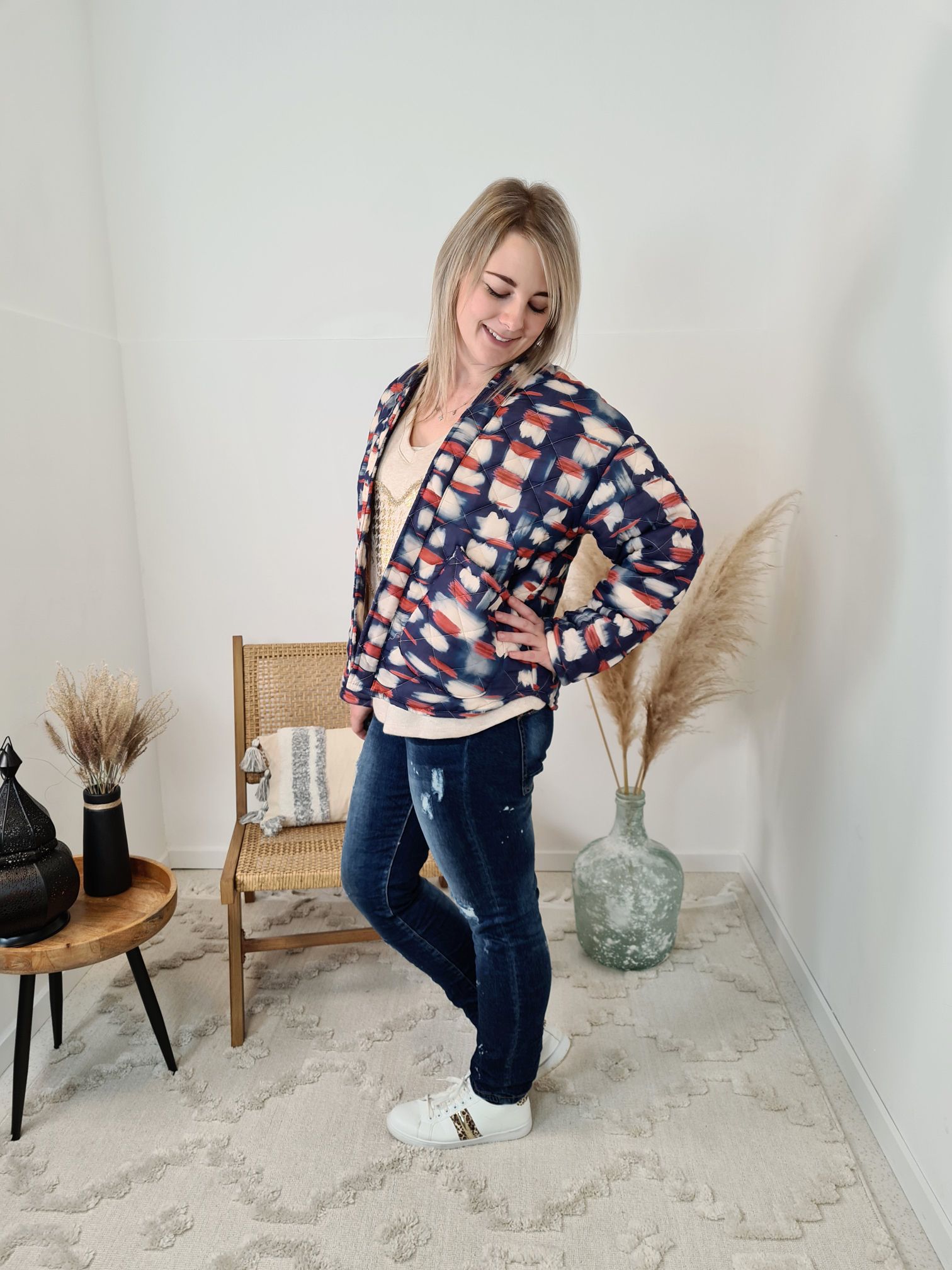 BLOUSON STEPPJACKE KALIA BLAU 34-42 Made in Italy kurze Übergangsjacke