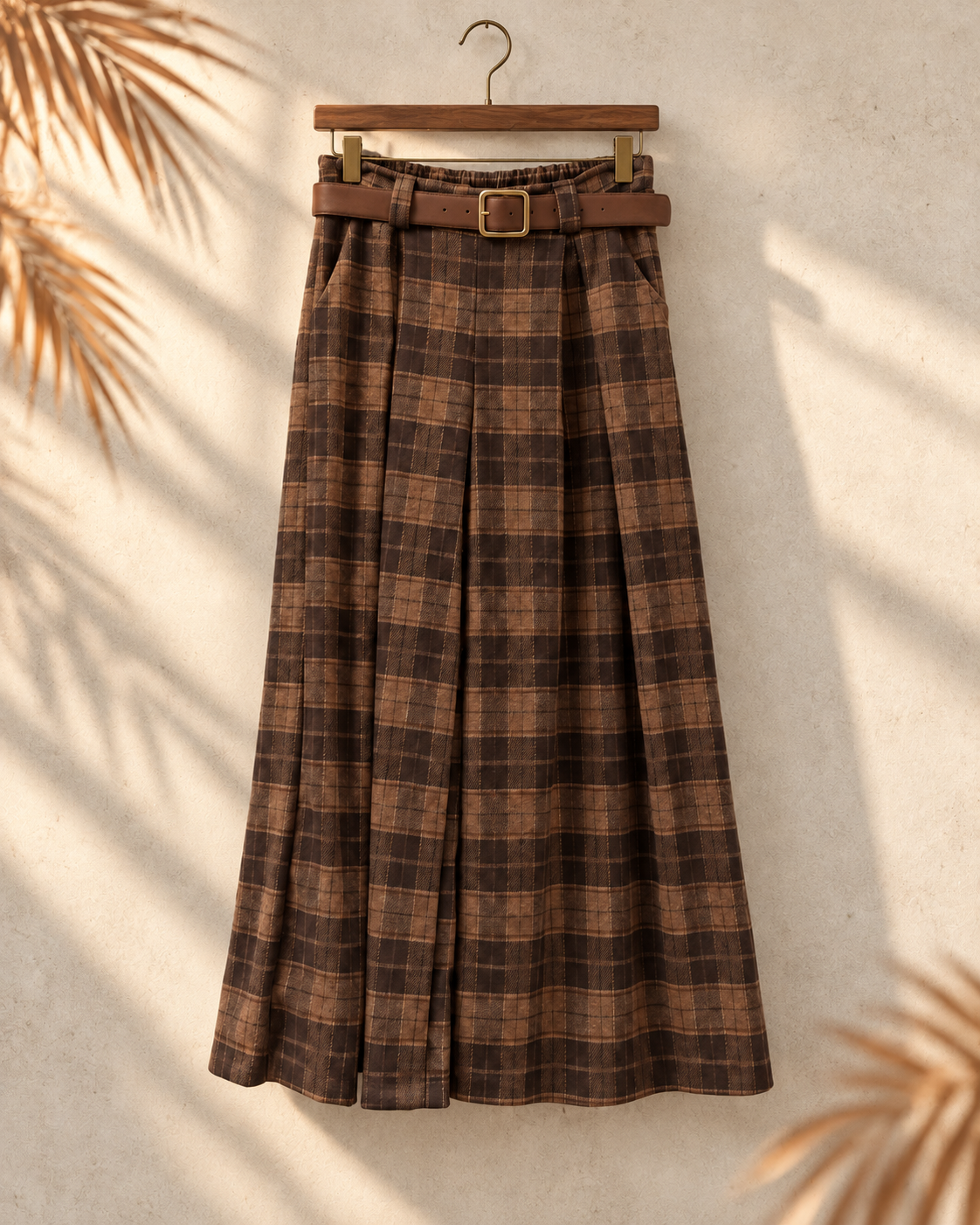 Flanell-Karohose mit Gürtel I H0143 I 34-42 I Made in Italy