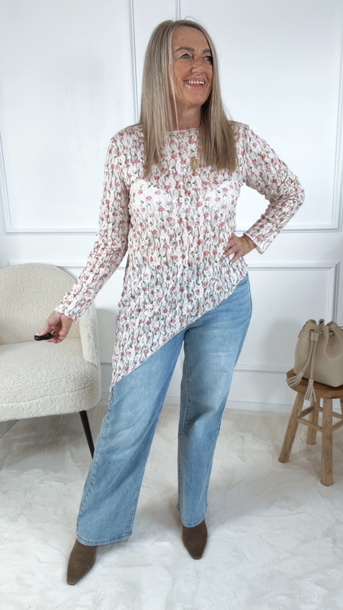 Spitzenshirt „Fiorina“  Made in Italy 34 - 42/44  Asymetrisch