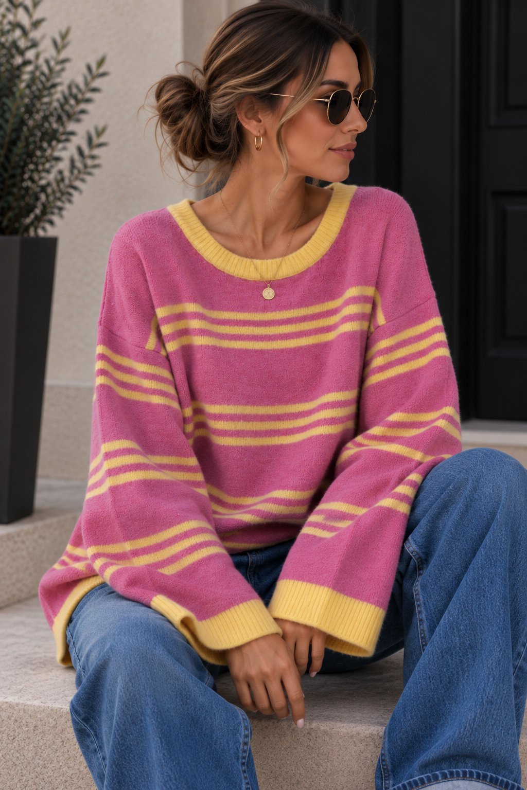 Pullover Kuschelig mit Streifen I SP0075 I Made in Italy 34-42/44
