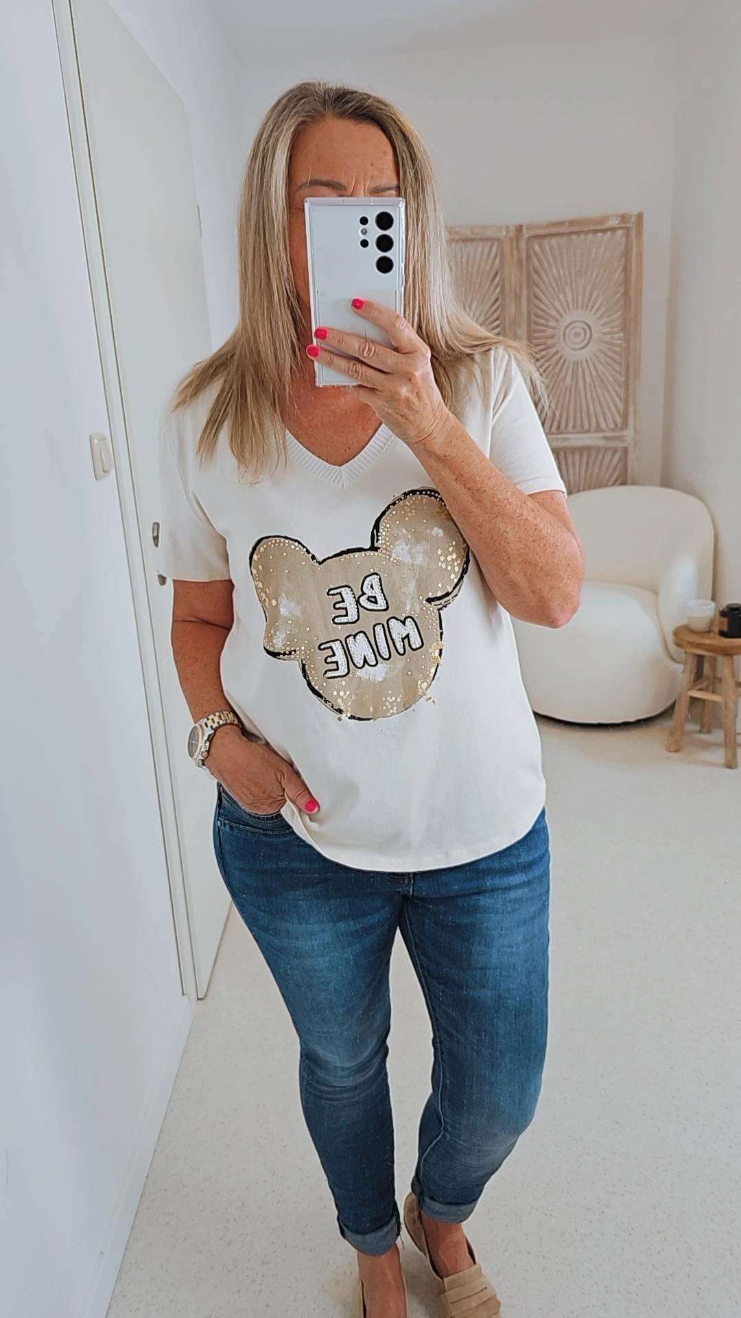 T-SHIRT BE MINE 34-42 Made in Italy Basic Kurzarm Shirt Oberteil