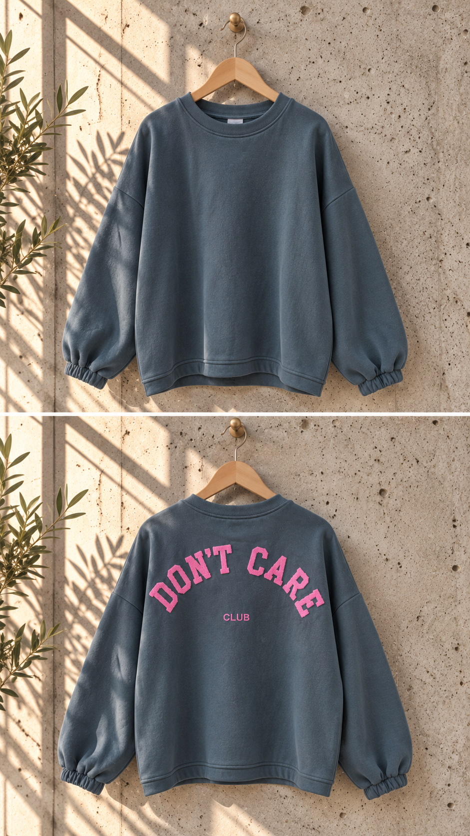 GRAU Oversize Sweatshirt „DON’T CARE CLUB“ – SW0125 I 34-42/44 I Made in Italy