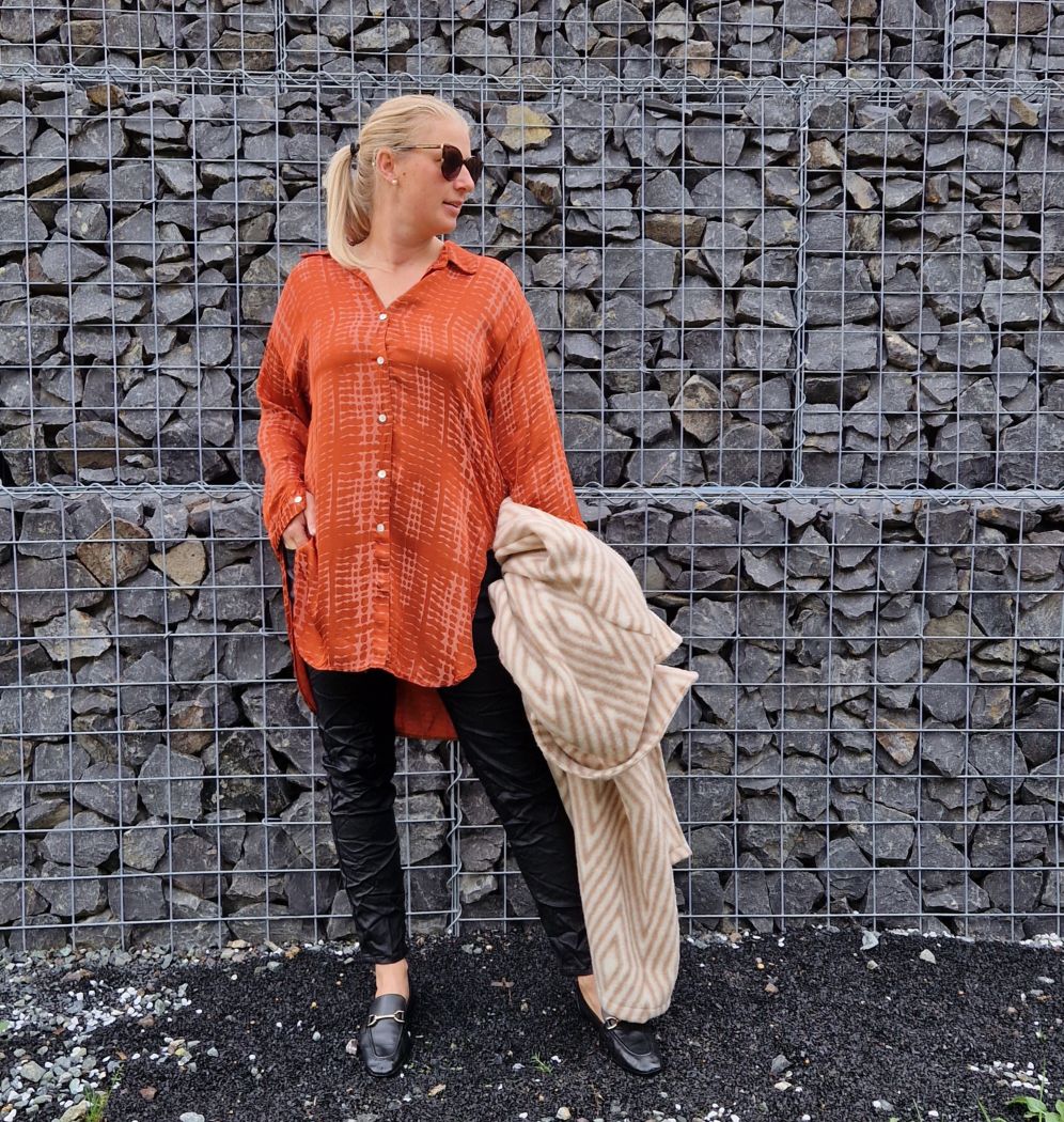 OVERSIZE BLUSE LUCY ROT 34-42 Made in Italy Seide Silk Longbluse Hemd OVERSIZE BLUSE LUCY ROT 34-42 Made in Italy Seide Silk Longbluse Hemd