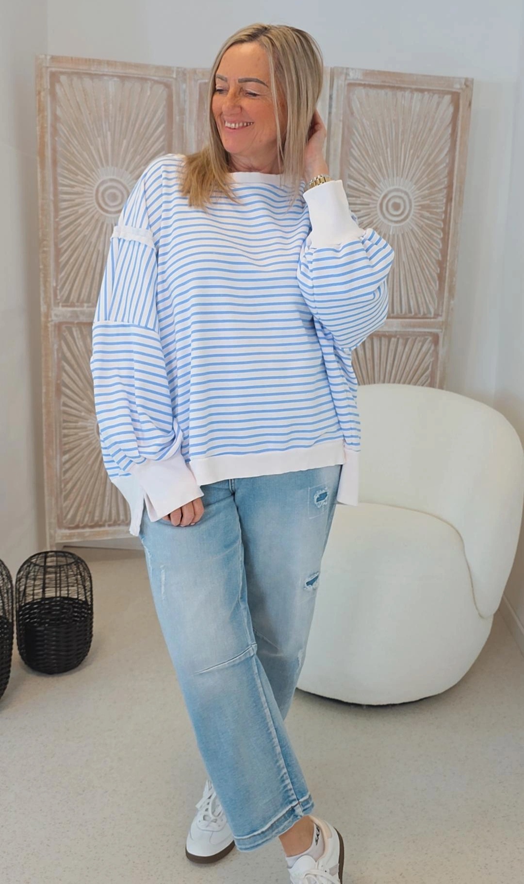 OVERSIZE SWEATER CARLOTA STREIFEN Made in Italy 34-44/46