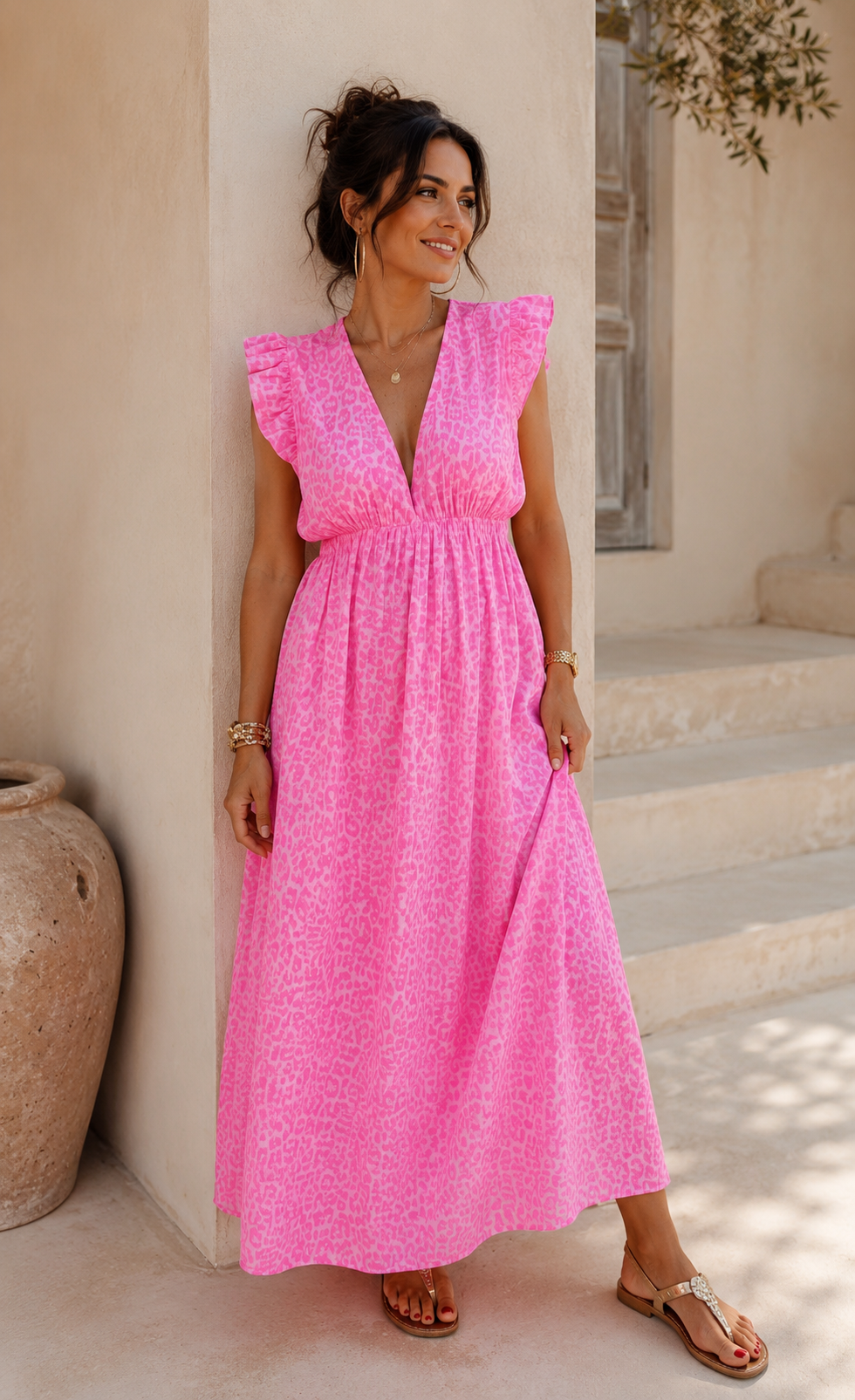 MUSSELIN LEO KLEID ZOE 34 - 42 Made in Italy ärmellos Rüsche