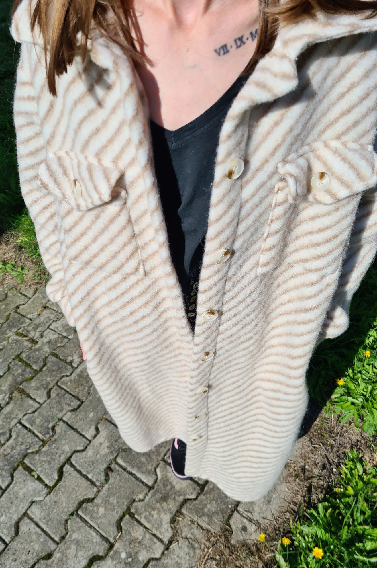 WOLL MANTEL PIA STRIPES BEIGE 36-42 Made in Italy Winter Jacke Fleece Mantel COAT WOLL MANTEL PIA STRIPES BEIGE 36-42 Made in Italy Winter Jacke Fleece Mantel COAT
