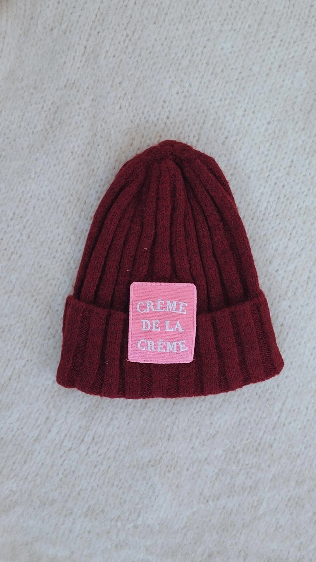 MÜTZE BEANIE LOLA mit Patch CREME DE LA CREME Made in Italy