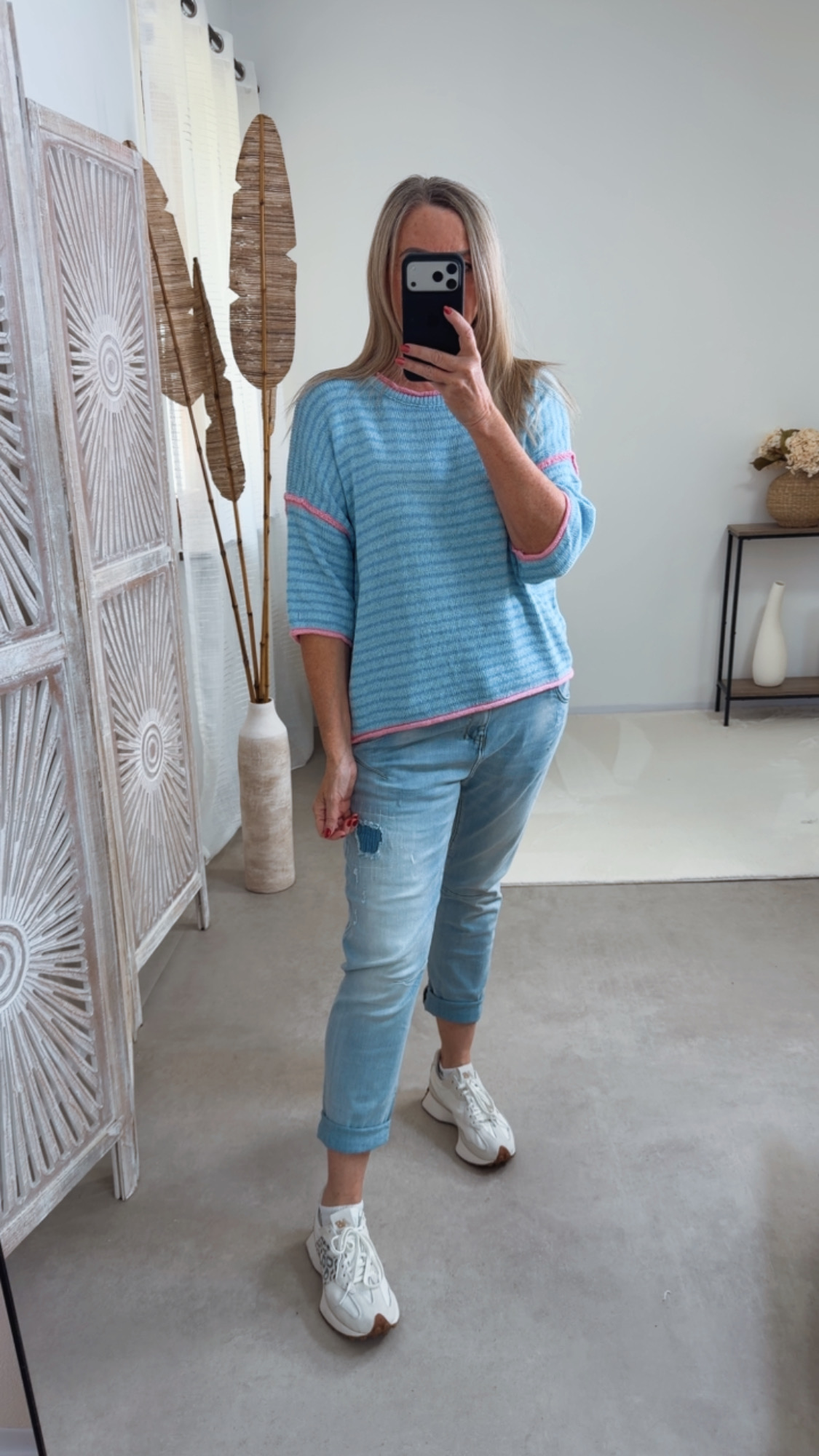 Strickshirt Salo Stripes Made in Italy 34-42 Kurzarm Pullover