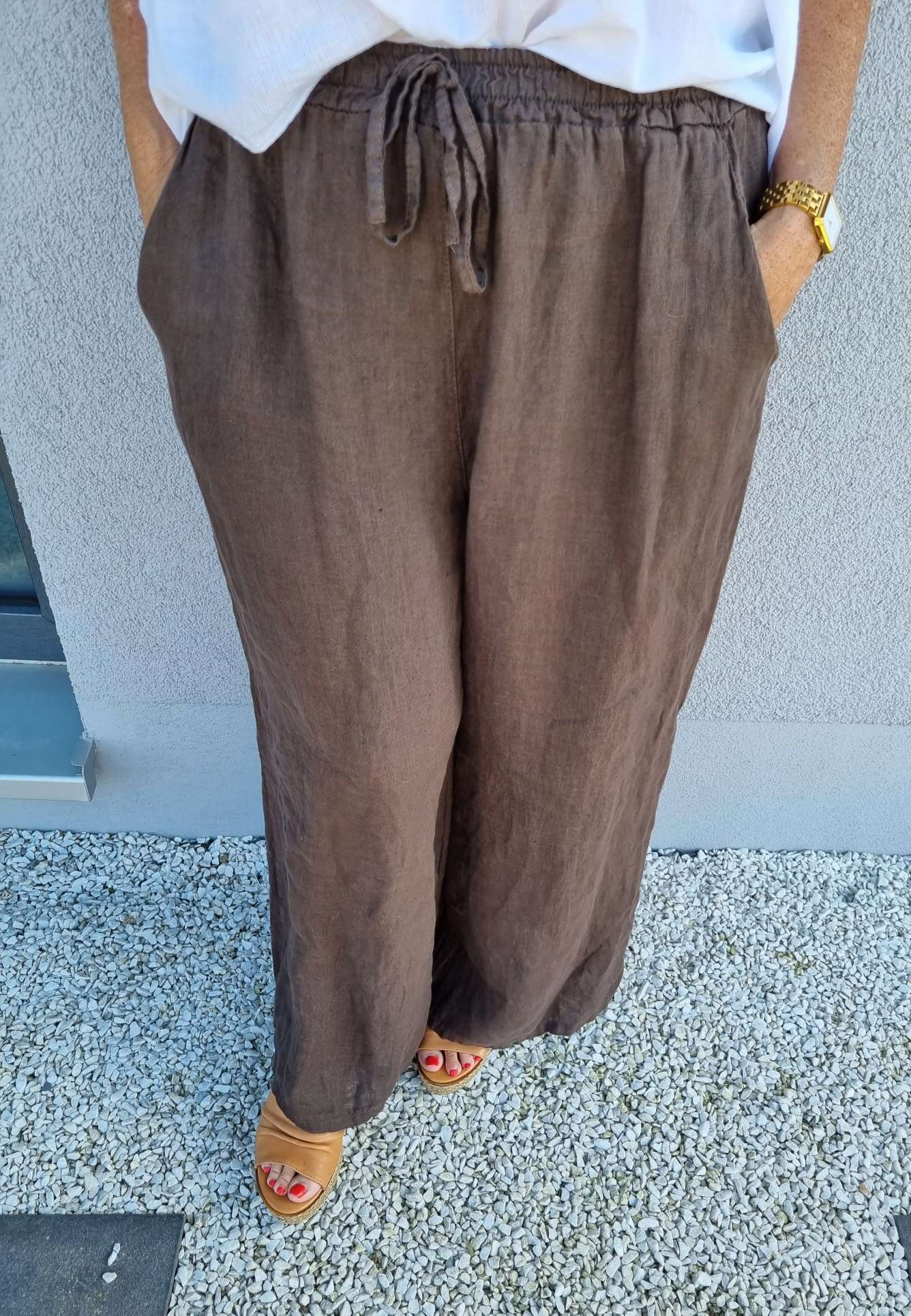 LINEN MARLENE PANT BRIGITTE BRAUN Pocket 34-42 Made in Italy weite Leinen Hose mit Taschen LINEN MARLENE PANT BRIGITTE BRAUN Pocket 34-42 Made in Italy weite Leinen Hose mit Taschen