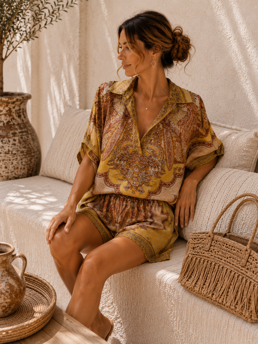 Exklusiv Silky Signature Set „Calista“ ✨ Shirt & Short Made in Italy 34-42