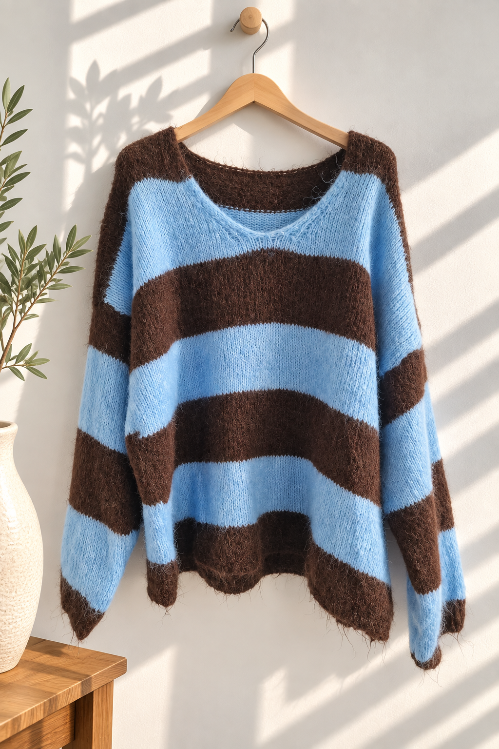 Kuscheliger Streifen-Strickpullover mit Alpaka SP0090 Made in Italy | bis ca. Gr. 44