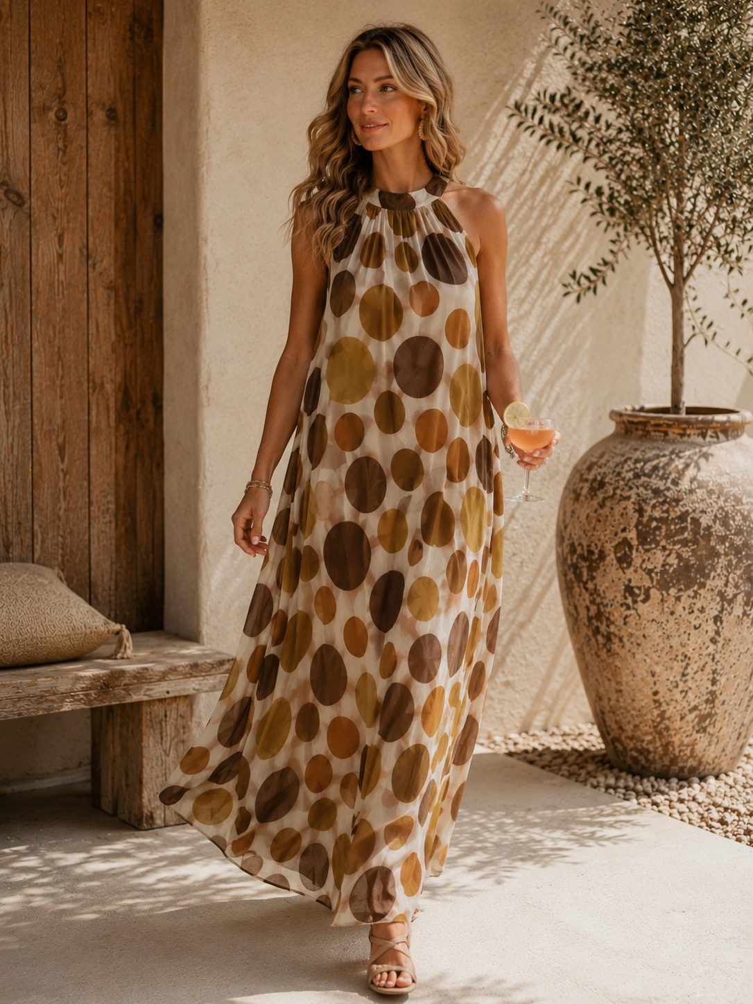 Polka Dots Kleid Zakynthos – Made in Italy | Passend bis zu einer guten Größe 42