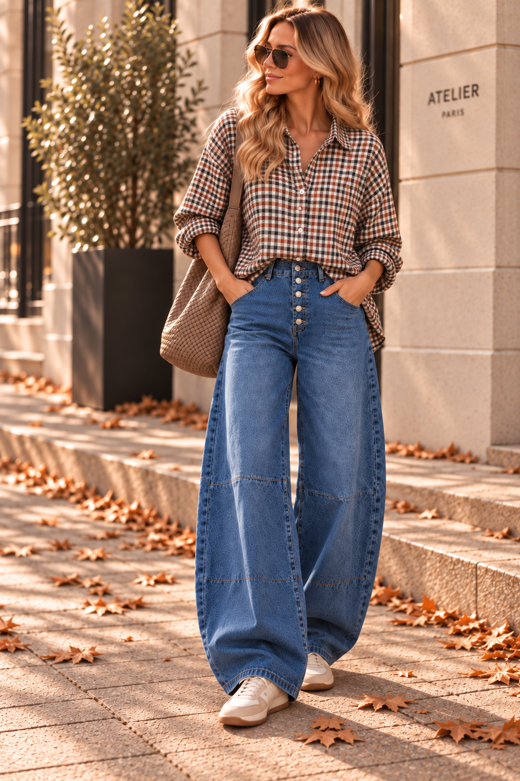 Karo-Bluse – lässiger Oversize-Look I BL0134 I 34-42 I Made in Italy