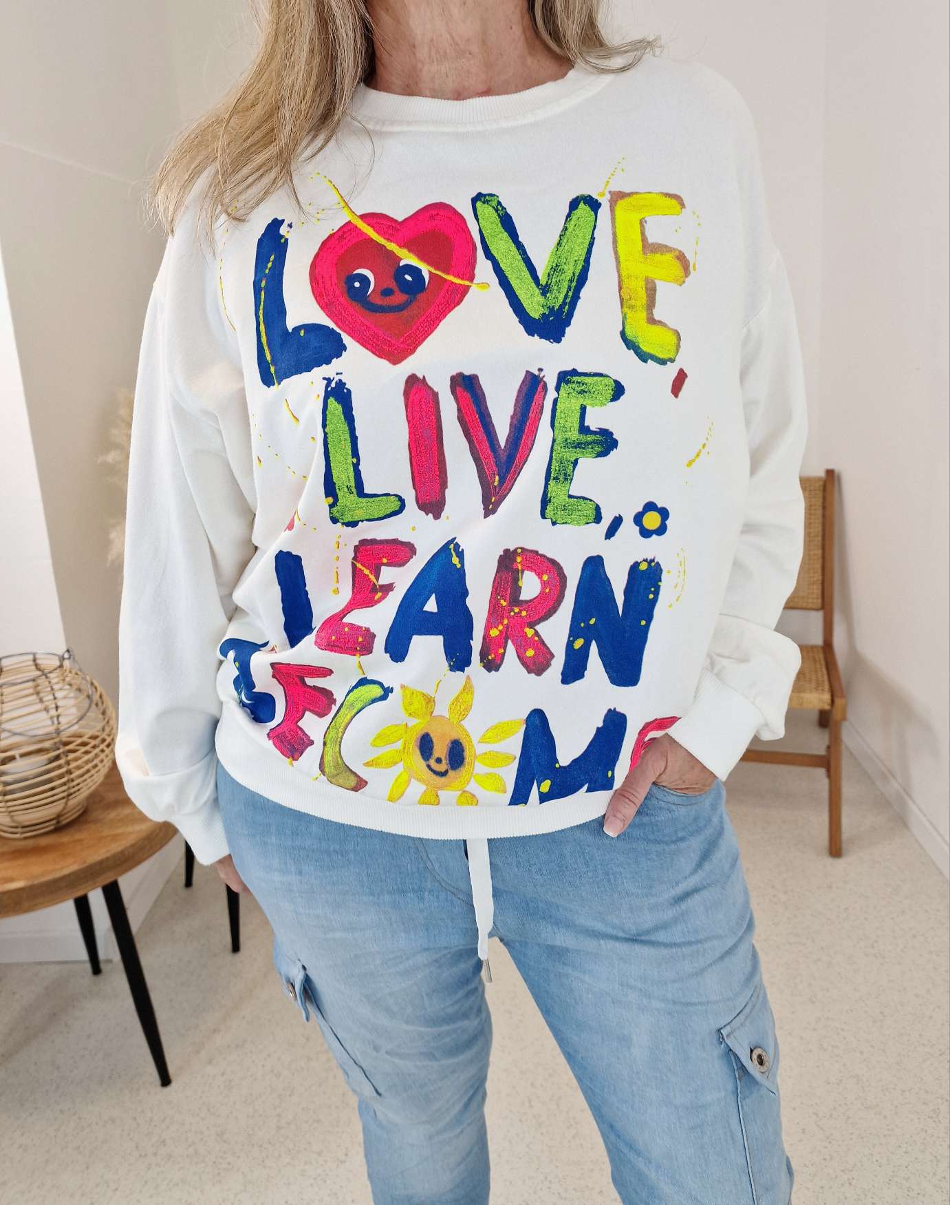 SWEATER BECOME NEON WEISS 34-42 Made in Italy Oversize Pullover Sweatshirt SWEATER BECOME NEON WEISS 34-42 Made in Italy Oversize Pullover Sweatshirt