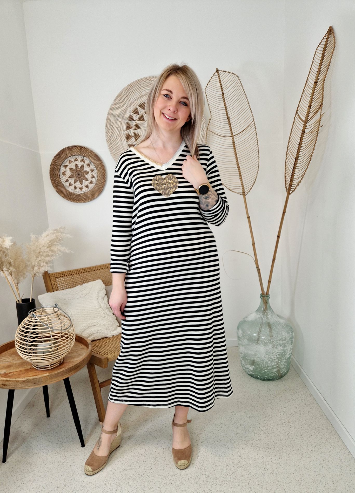 SWEATKLEID SAMY SCHWARZ 36-40 Made in Italy Shirtkleid Langarm Stripes  Strickkleid