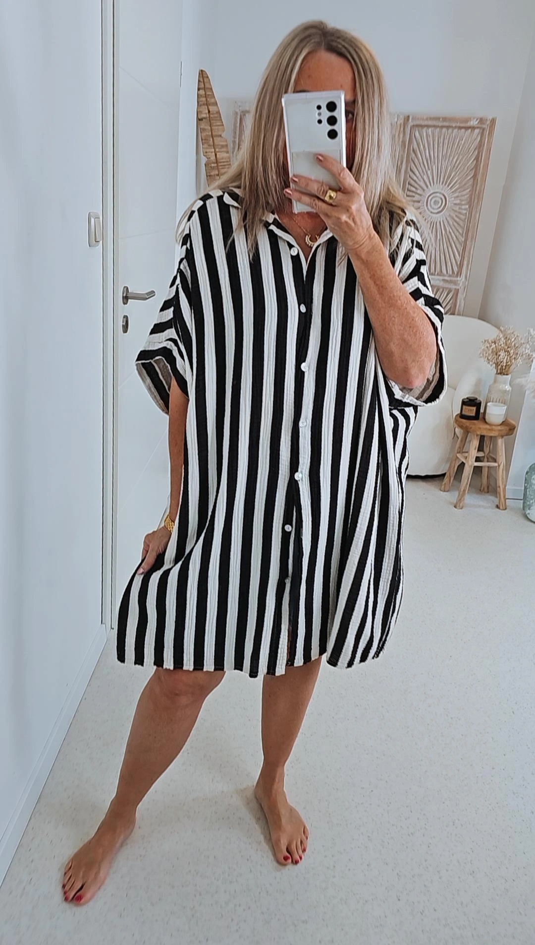 OVERSIZE MUSSELIN BLUSE SA COMA MIDDI STREIFEN   Made in Italy 34-46/48 gestreift