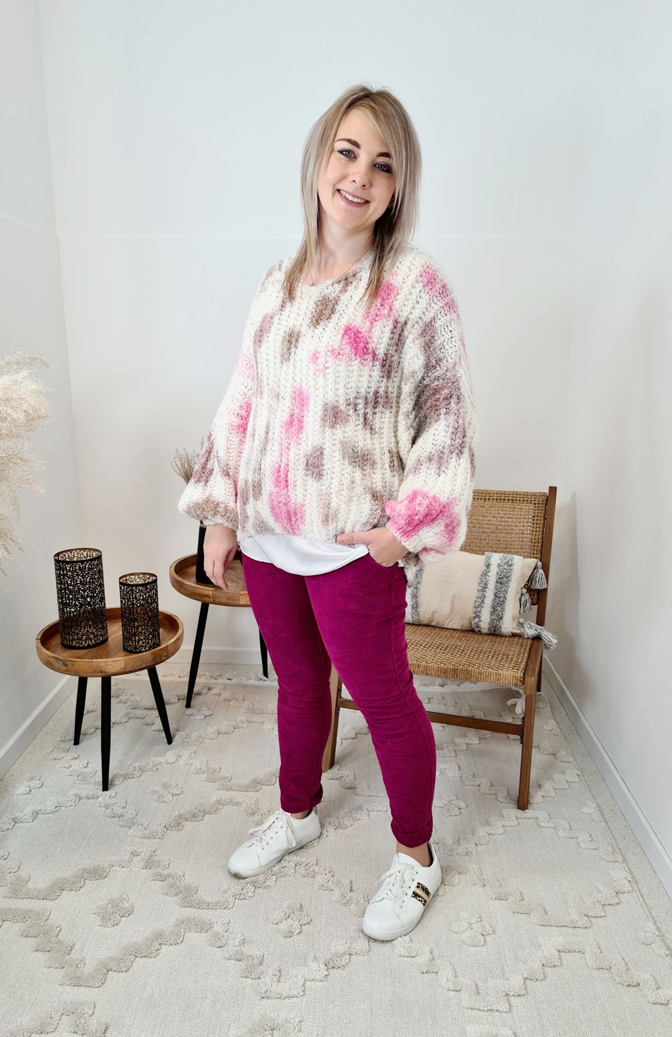 BASIC CORD JOGPANT SELINA BEERE 34-42 Made in Italy bequeme Hose PANT BASIC CORD JOGPANT SELINA BEERE 34-42 Made in Italy bequeme Hose PANT