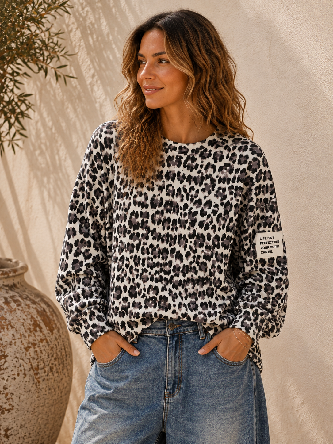 Sweater Leo Patch Juna Made in Italy 34-42 Sweatshirt