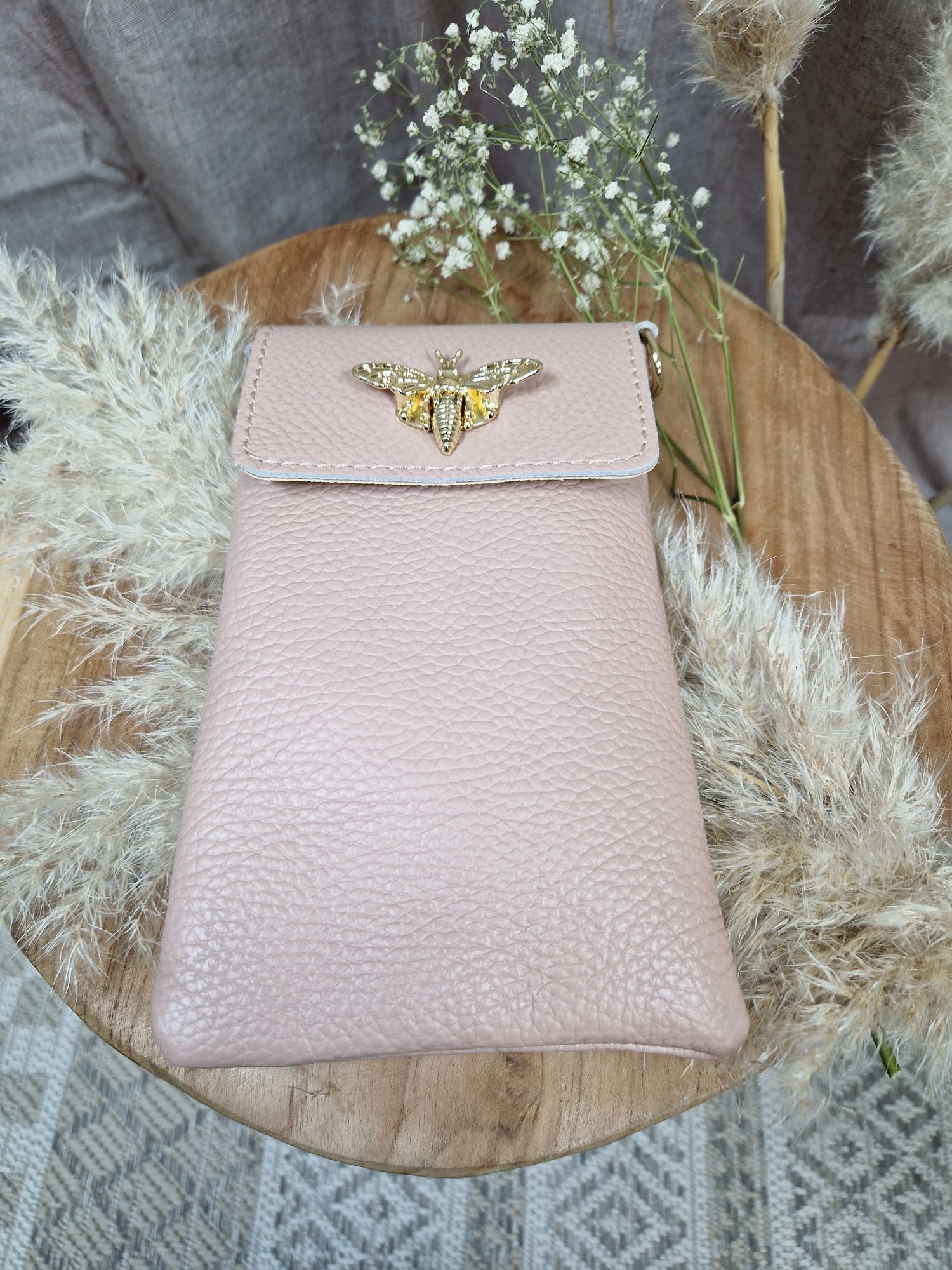 HANDYTASCHE BIENE SMALL LIGHT ROSA Ledertasche Umhängetasche Made in Italy echt Leder Tasche versch. Farbe