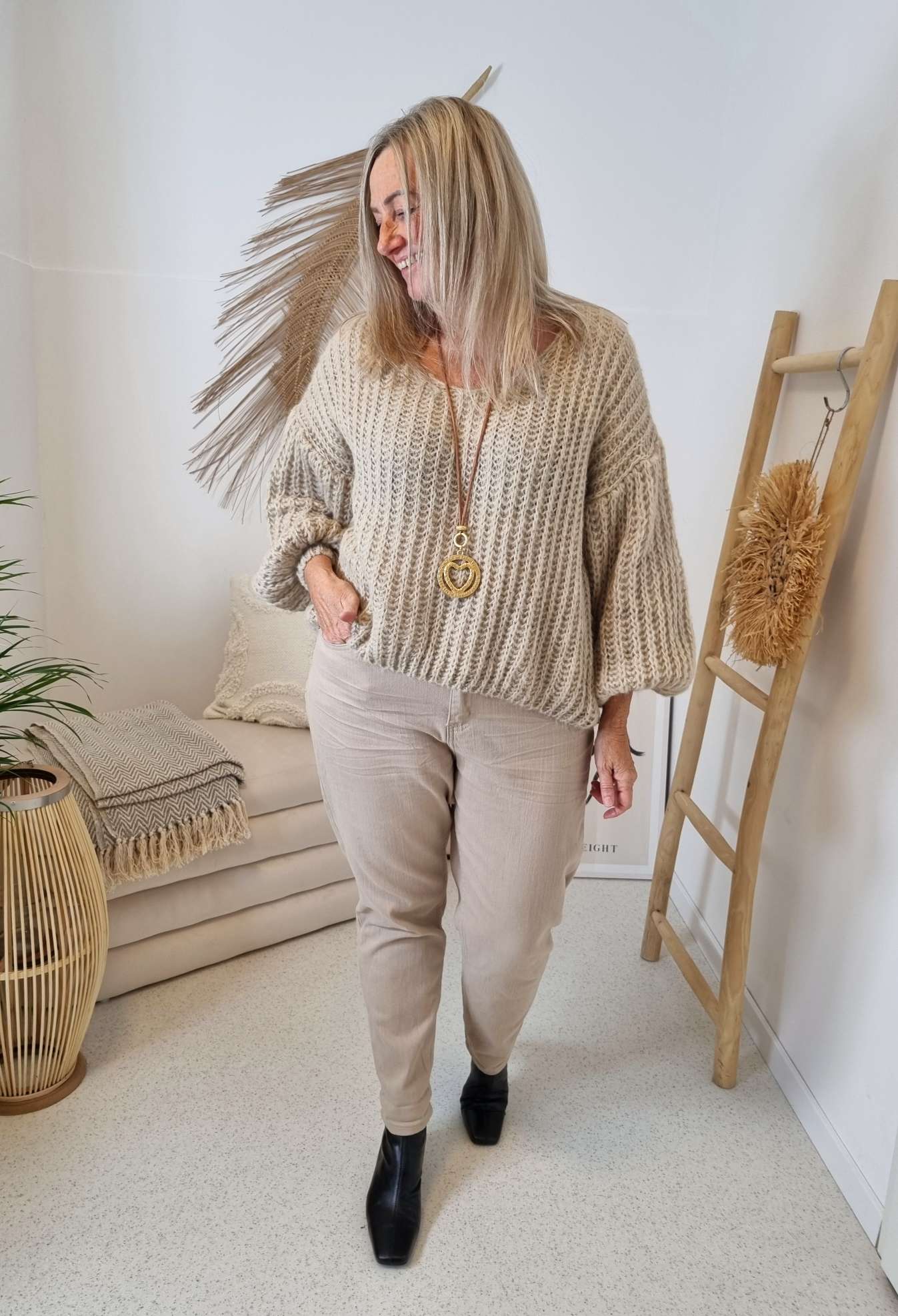MOM JEANS EMILY BEIGE - VARIANTENARTIKEL Denim Baggy Stretch Hose MOM JEANS EMILY BEIGE - VARIANTENARTIKEL Denim Baggy Stretch Hose