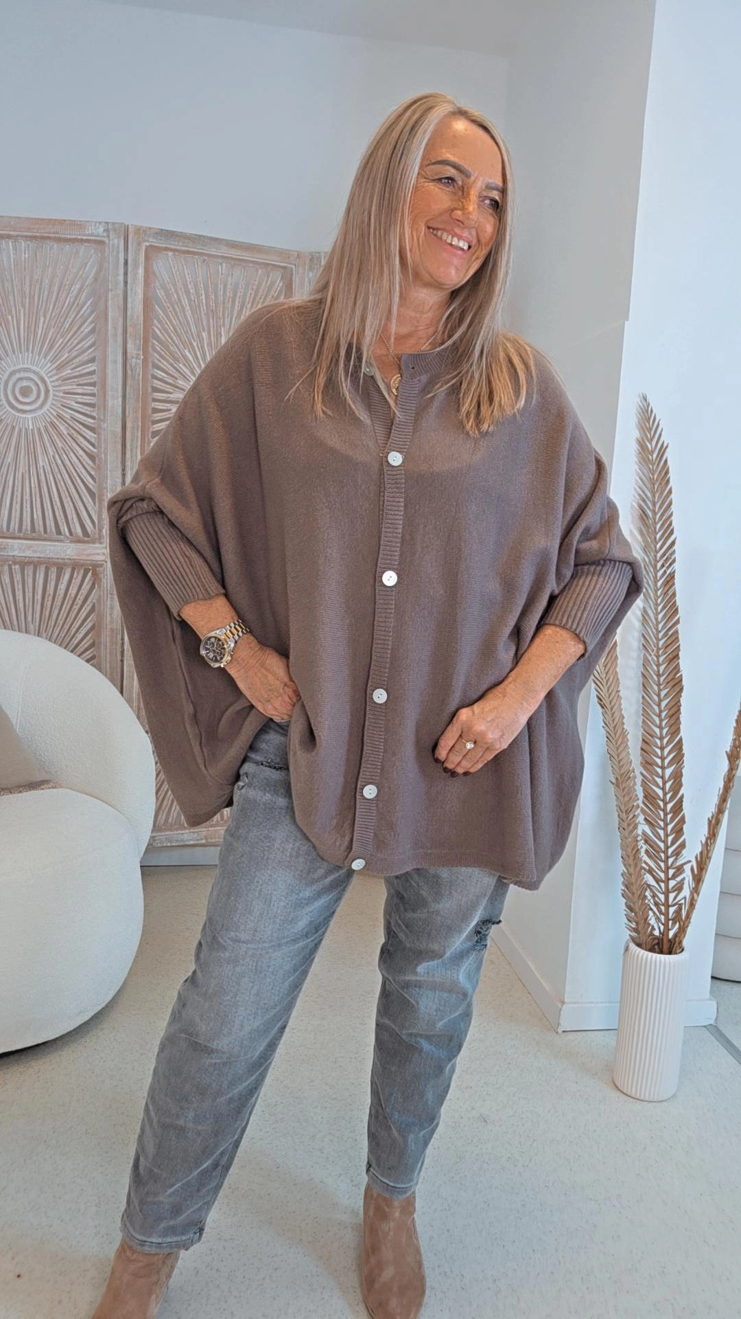 LÄSSIGER STRICK-CARDIGAN FRANZI UNI 34-48 Made in Italy