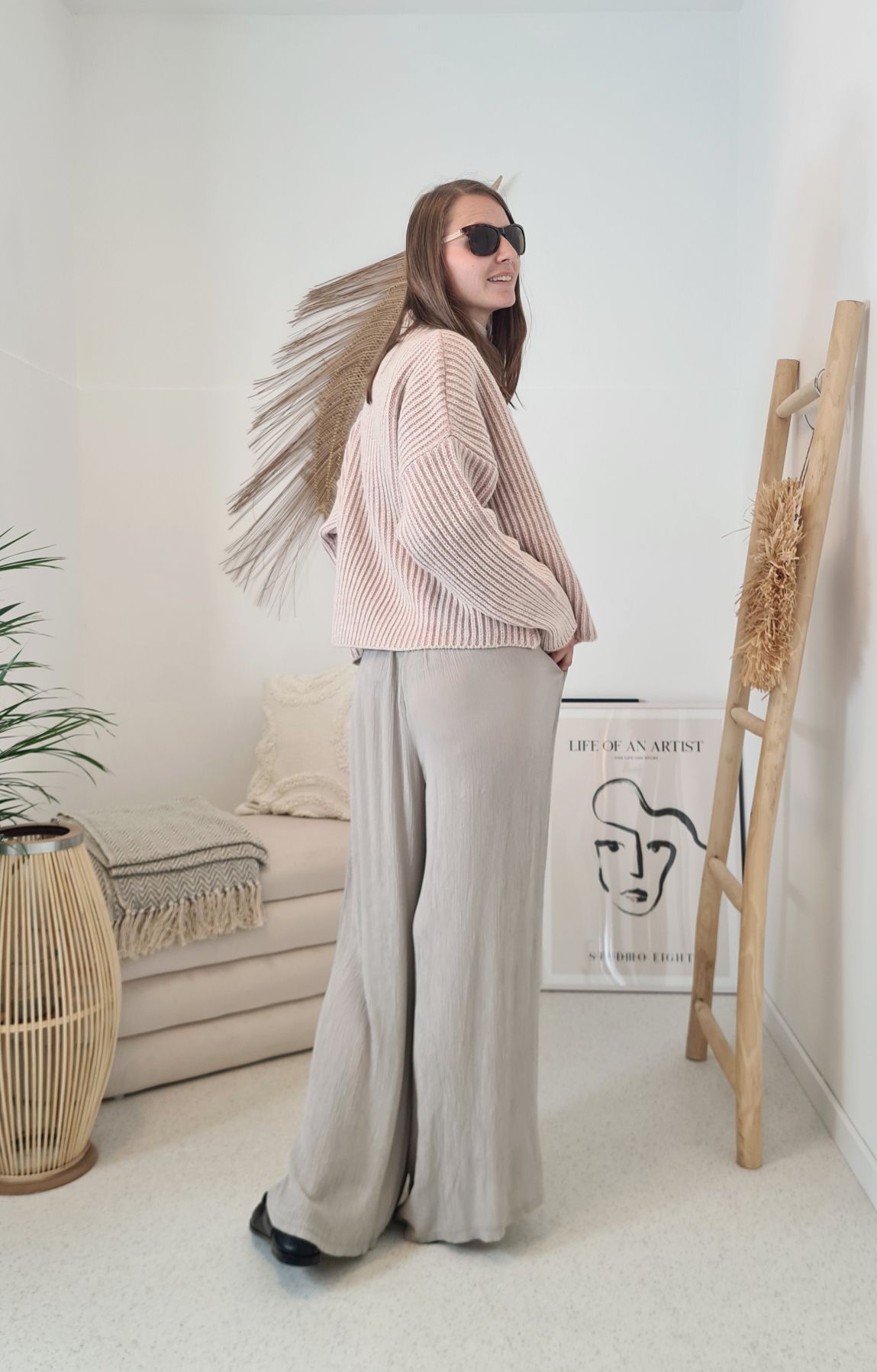 EDLE HOSE INESSA BEIGE Viskose Hose Made in Italy Palazzohose PANT Musselin Art 34-40 EDLE HOSE INESSA BEIGE Viskose Hose Made in Italy Palazzohose PANT Musselin Art 34-40