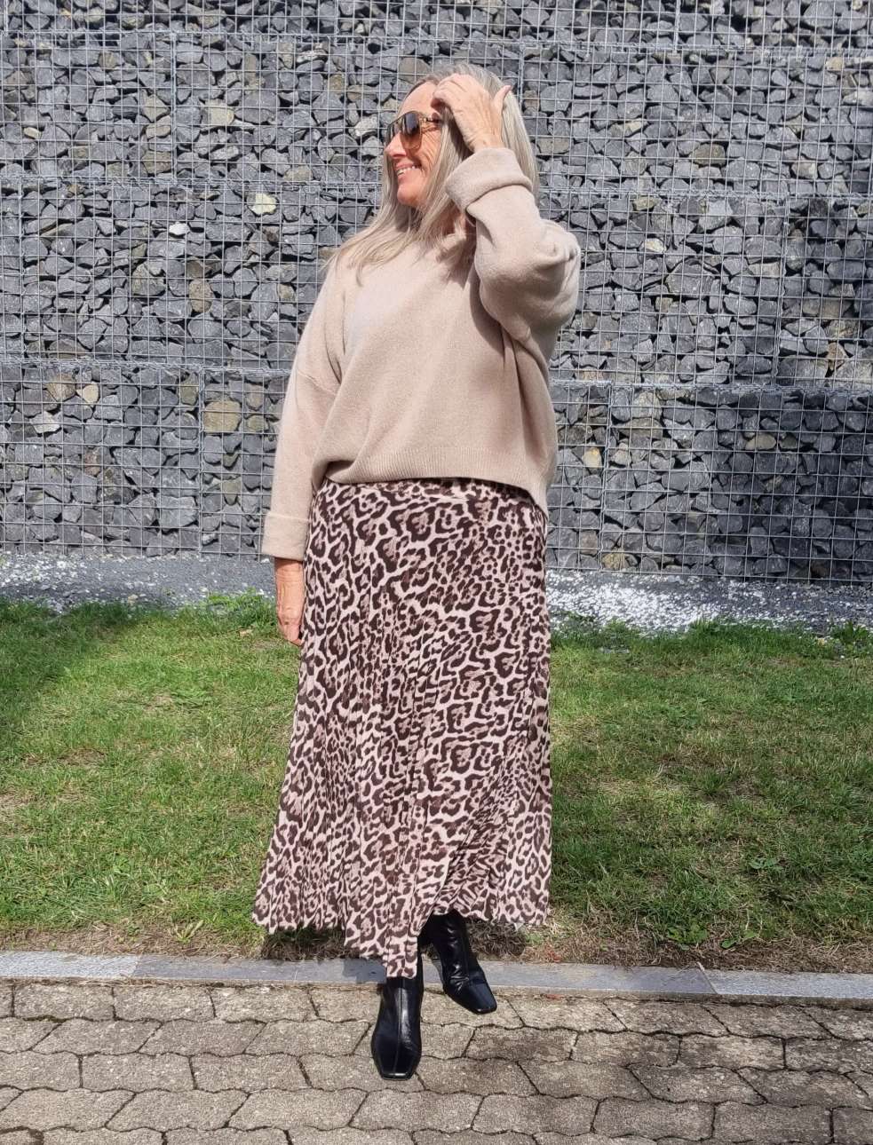 PLISSEE SKIRT SARABI LEO CREME Midi Rock Made in Italy 34-40 PLISSEE SKIRT SARABI LEO CREME Midi Rock Made in Italy 34-40