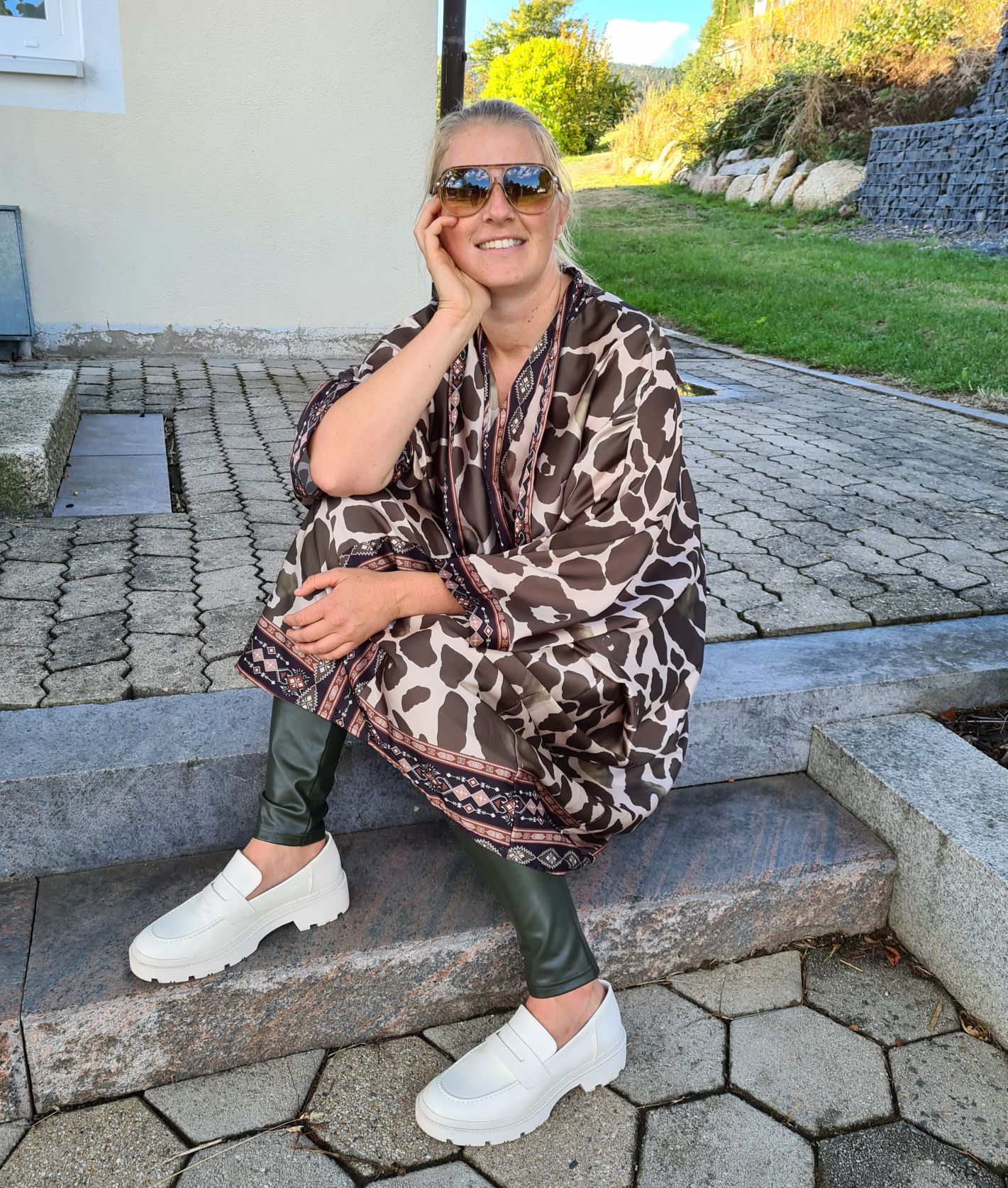 EDLES BLUSEN KLEID THEA KHAKI Midi Kleid Dress Longbluse Made in Italy 34-42 EDLES BLUSEN KLEID THEA KHAKI Midi Kleid Dress Longbluse Made in Italy 34-42