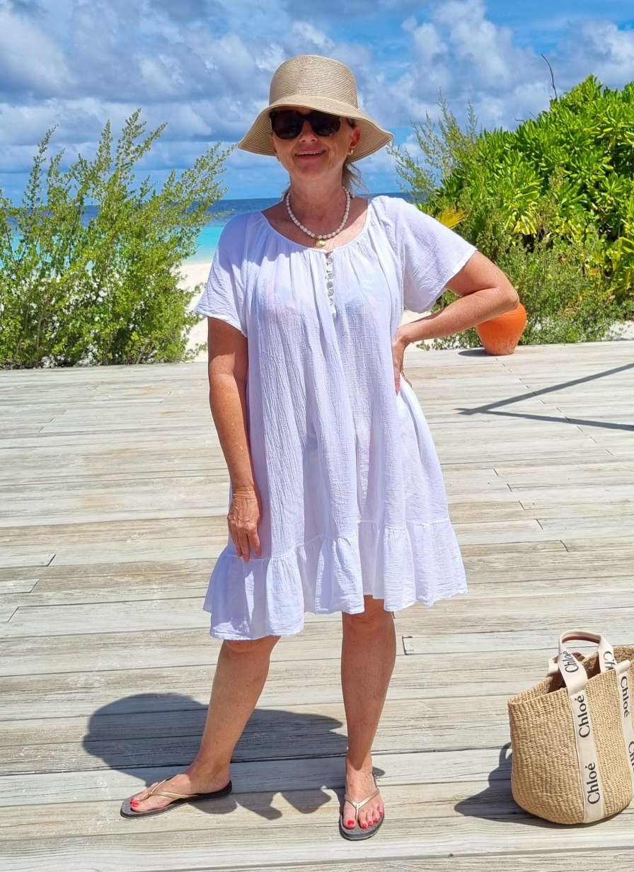 MIDI DRESS CAPRI WEISS 34-42 Made in Italy kurzesTunika Kleid Oversize Longbluse Sommerkleid MIDI DRESS CAPRI WEISS 34-42 Made in Italy kurzesTunika Kleid Oversize Longbluse Sommerkleid